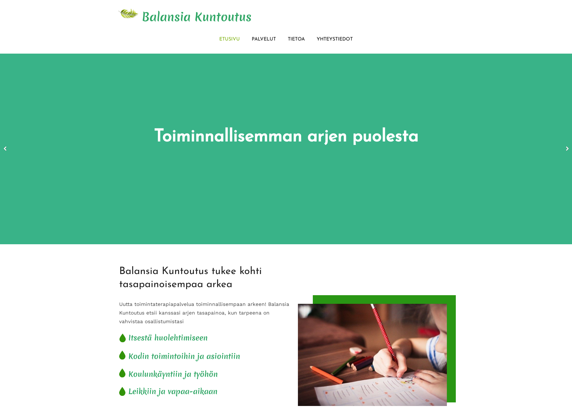 Skärmdump för balansiakuntoutus.fi