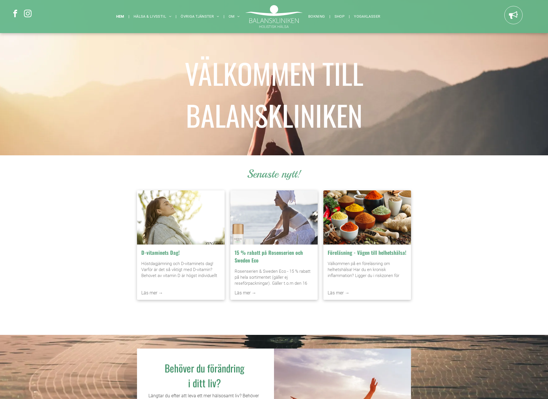 Skärmdump för balanskliniken.fi
