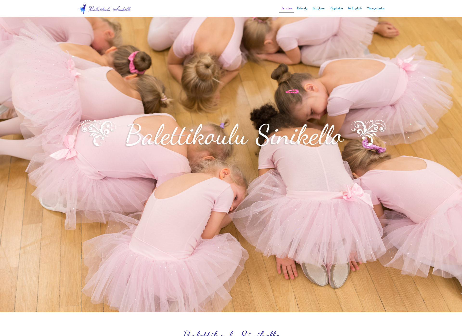 Skärmdump för balettikoulusinikello.fi