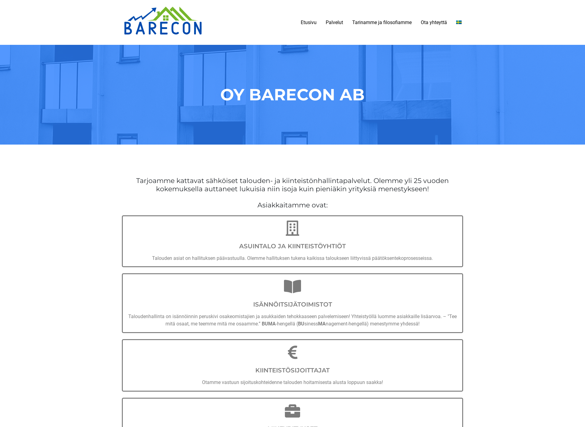 Skärmdump för barecon.fi