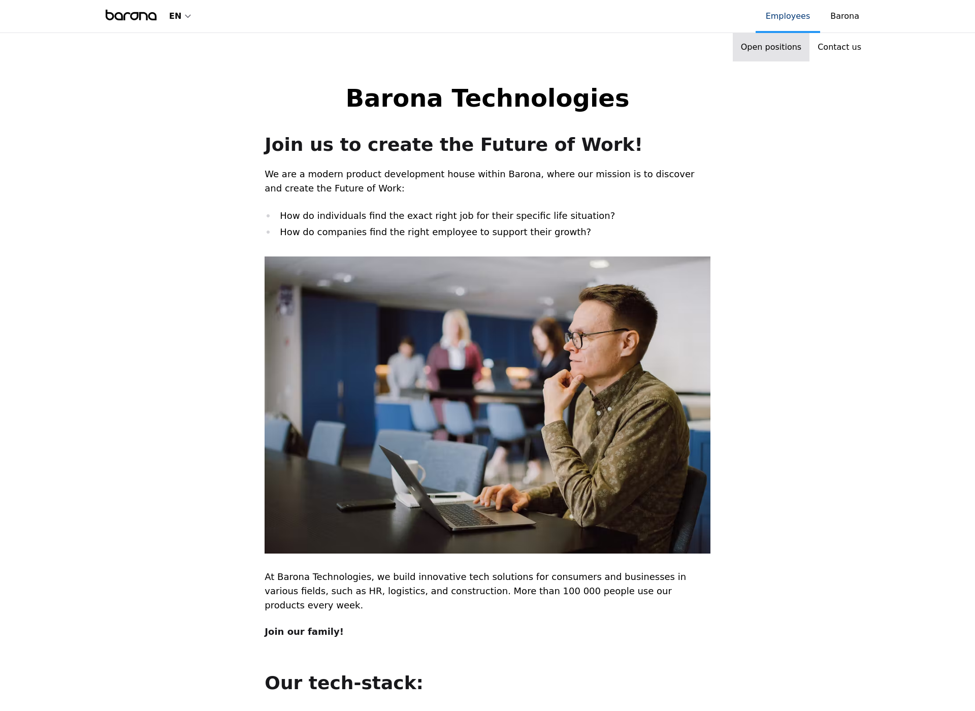 Skärmdump för baronatechnologies.fi