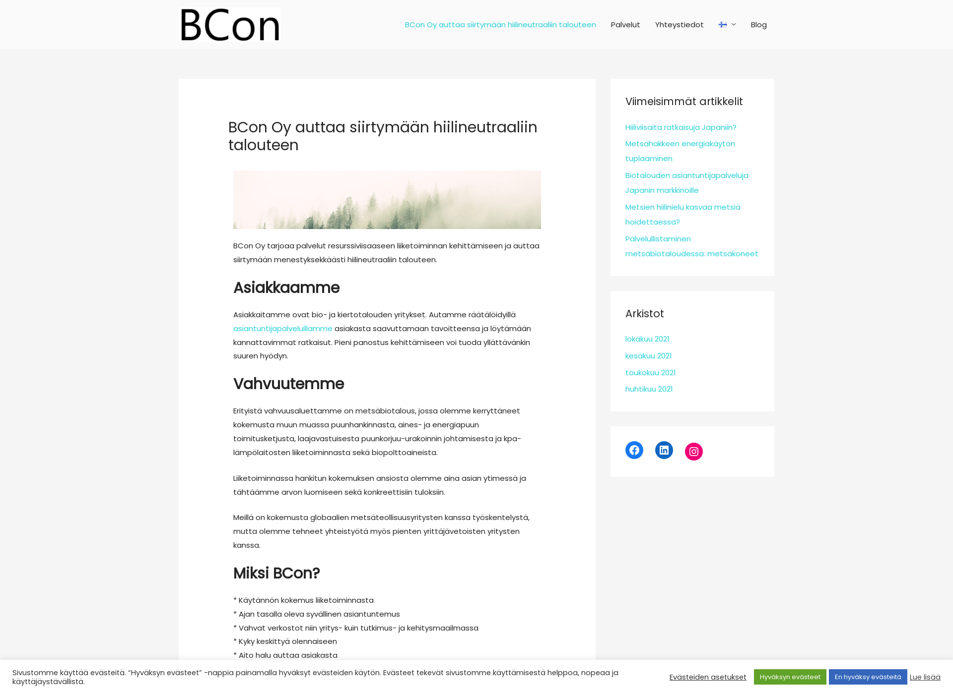 Skärmdump för bcon.fi