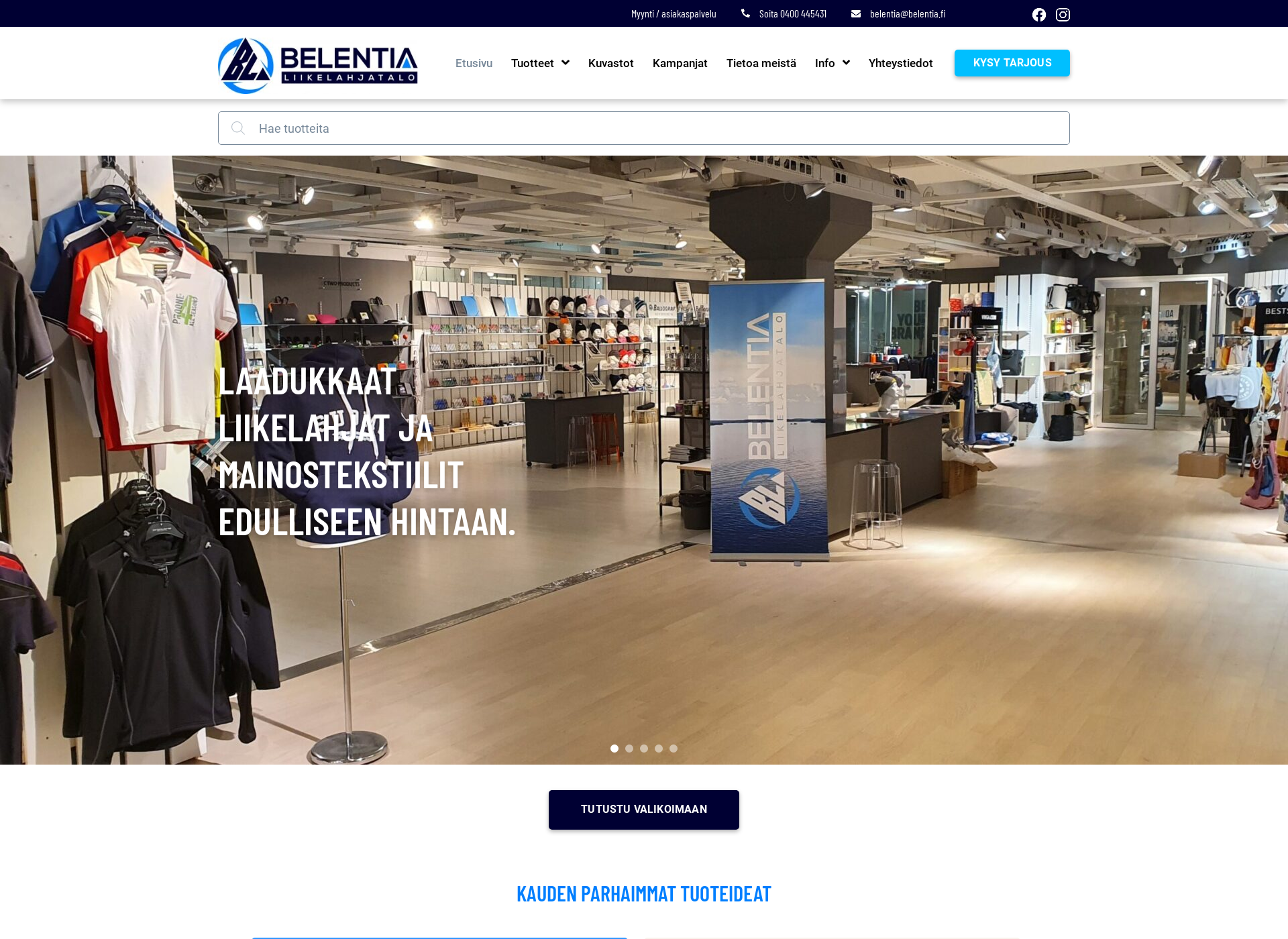 Skärmdump för belentia.fi