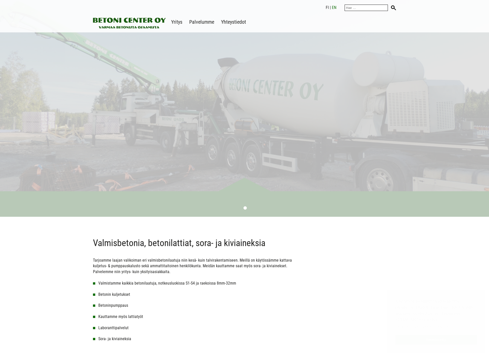 Skärmdump för betonicenter.fi