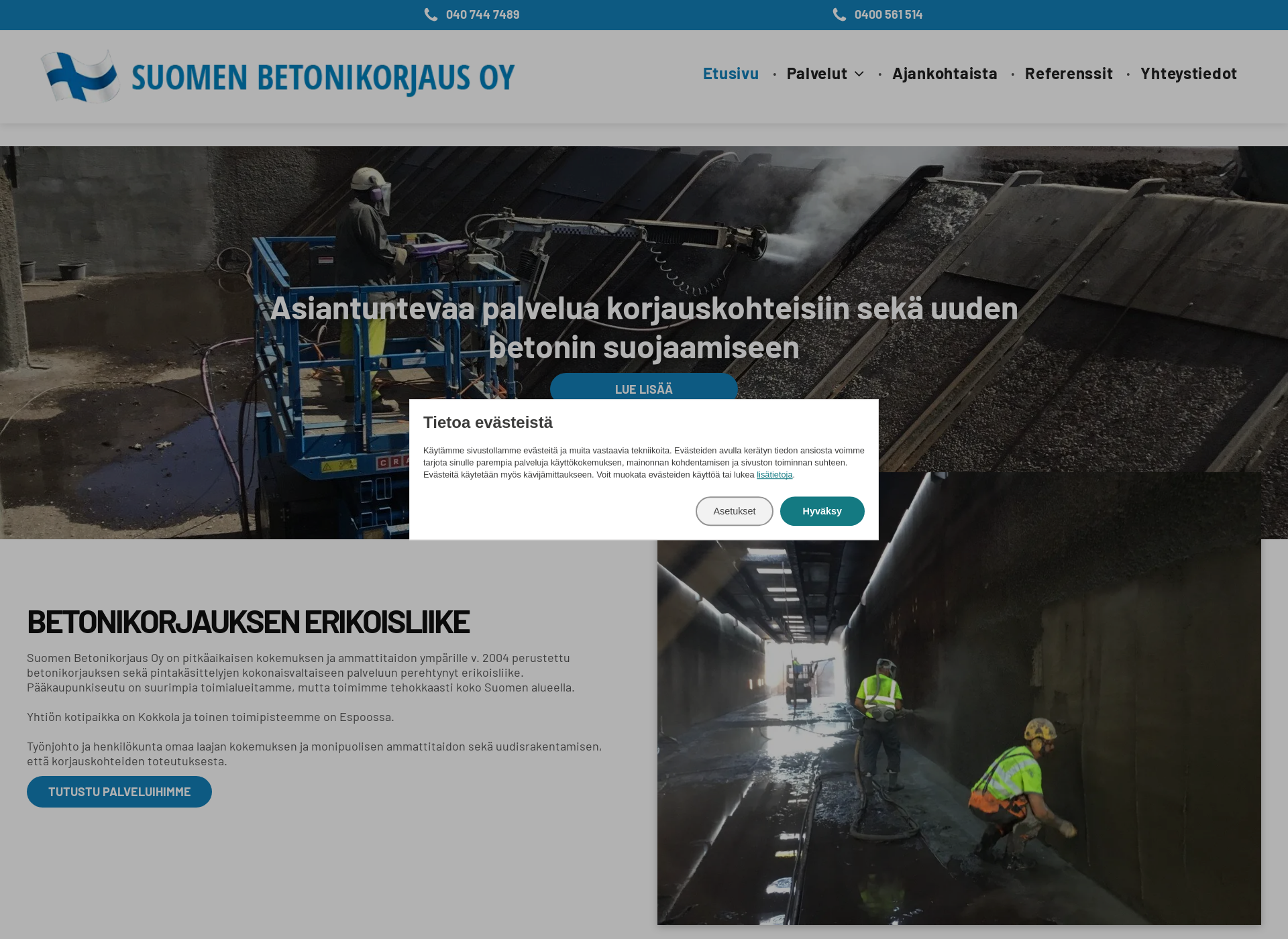 Näyttökuva betonikorjaus.fi