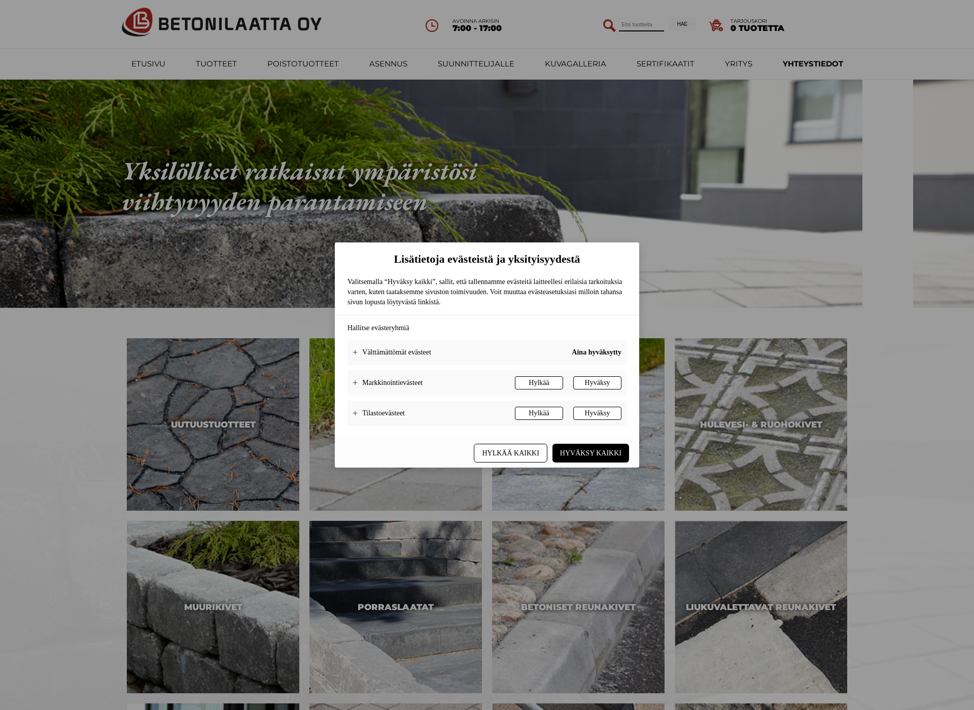 Skärmdump för betonilaatta.fi