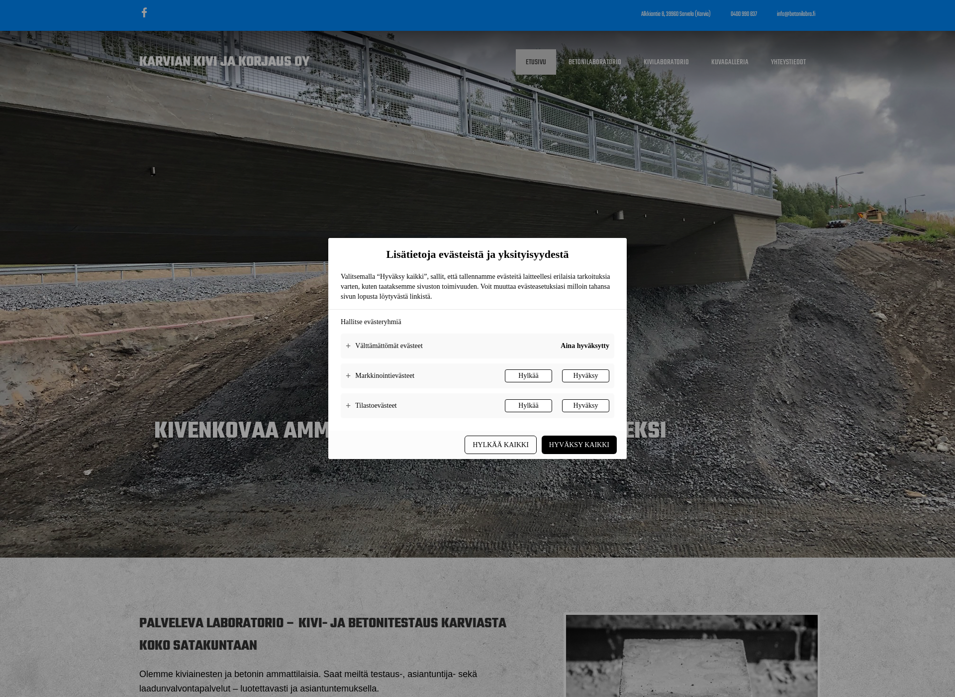 Näyttökuva betonilaboratorio.fi