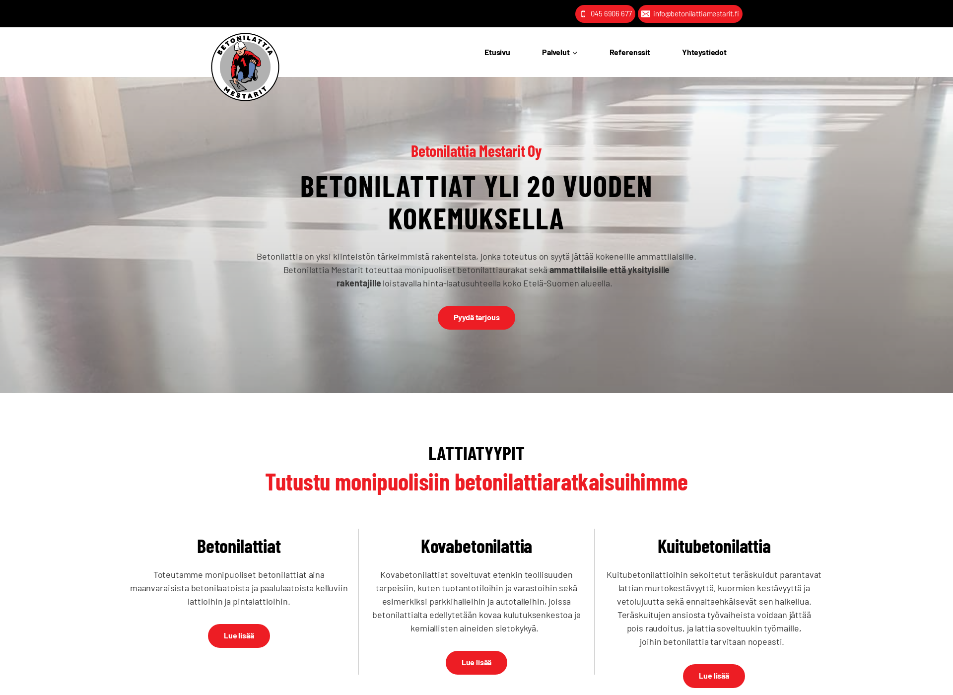 Screenshot for betonilattiamestarit.fi