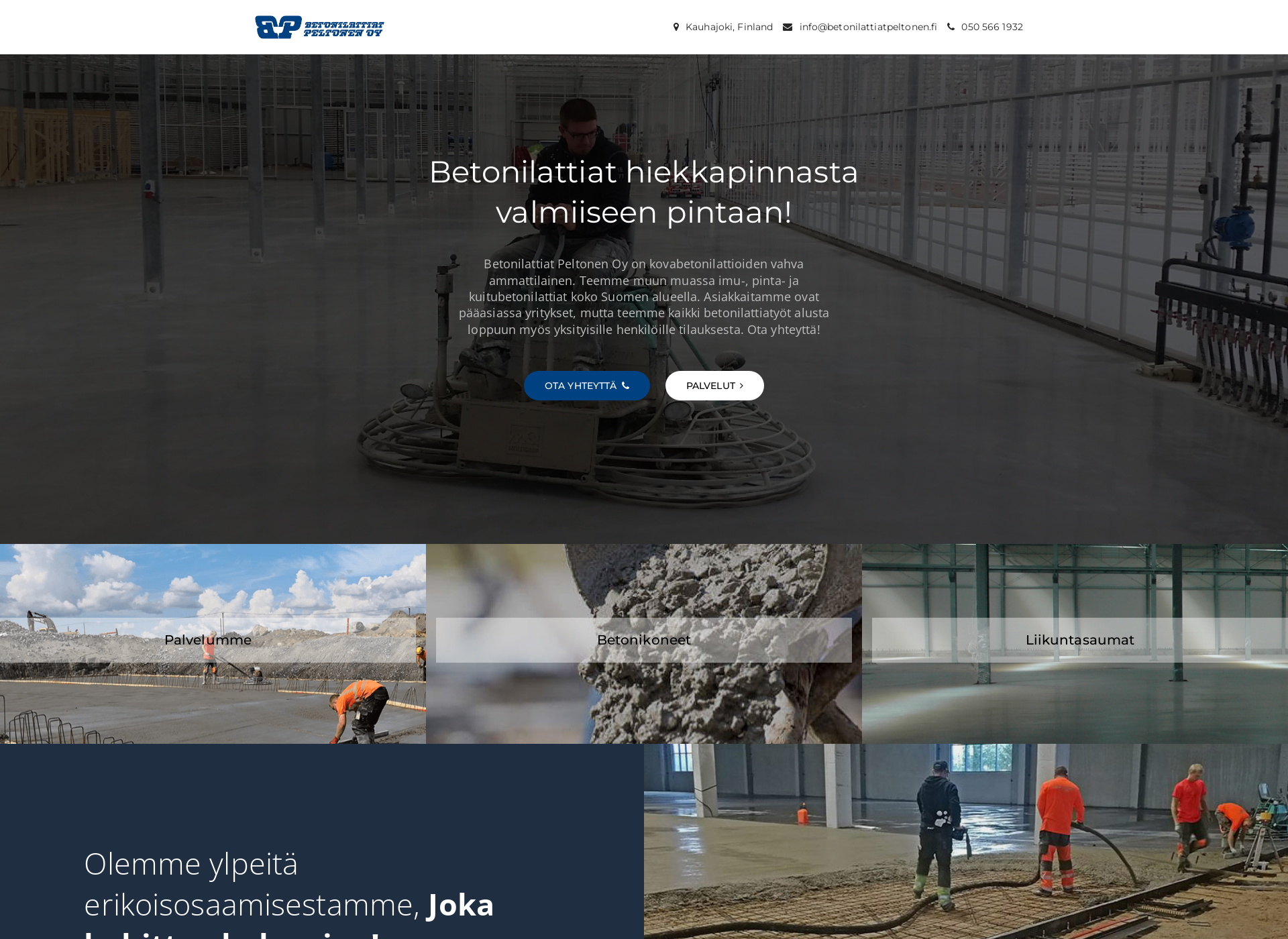 Skärmdump för betonilattiatpeltonen.fi