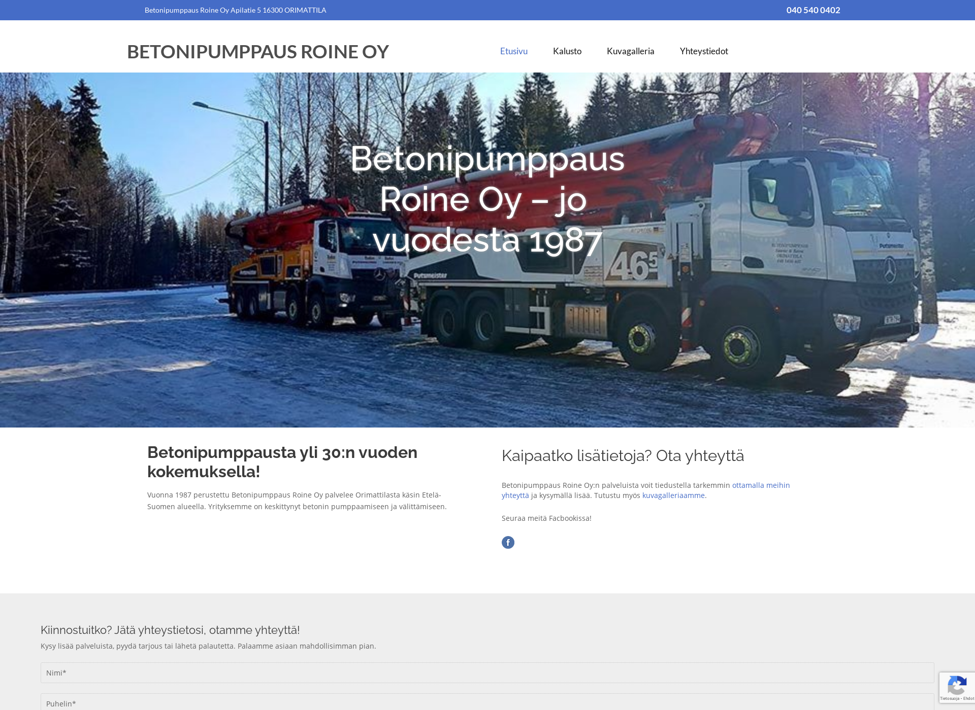 Screenshot for betonipumppausraunioroine.fi