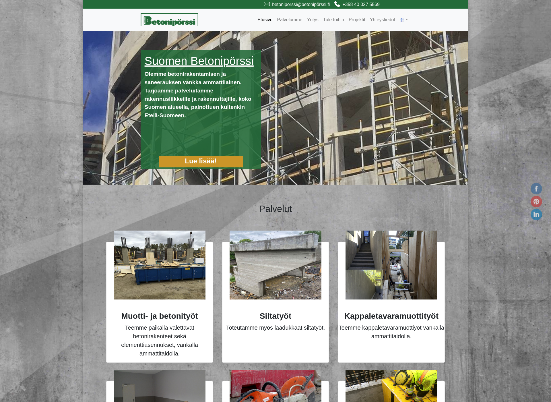 Skärmdump för betonipörssi.fi