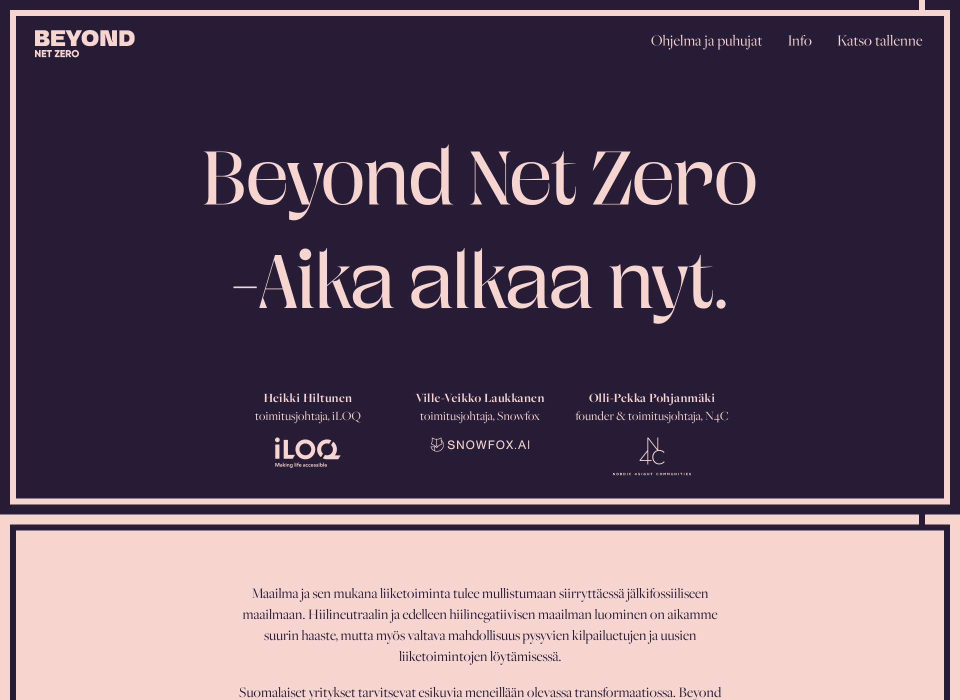 Näyttökuva beyondnetzero.fi