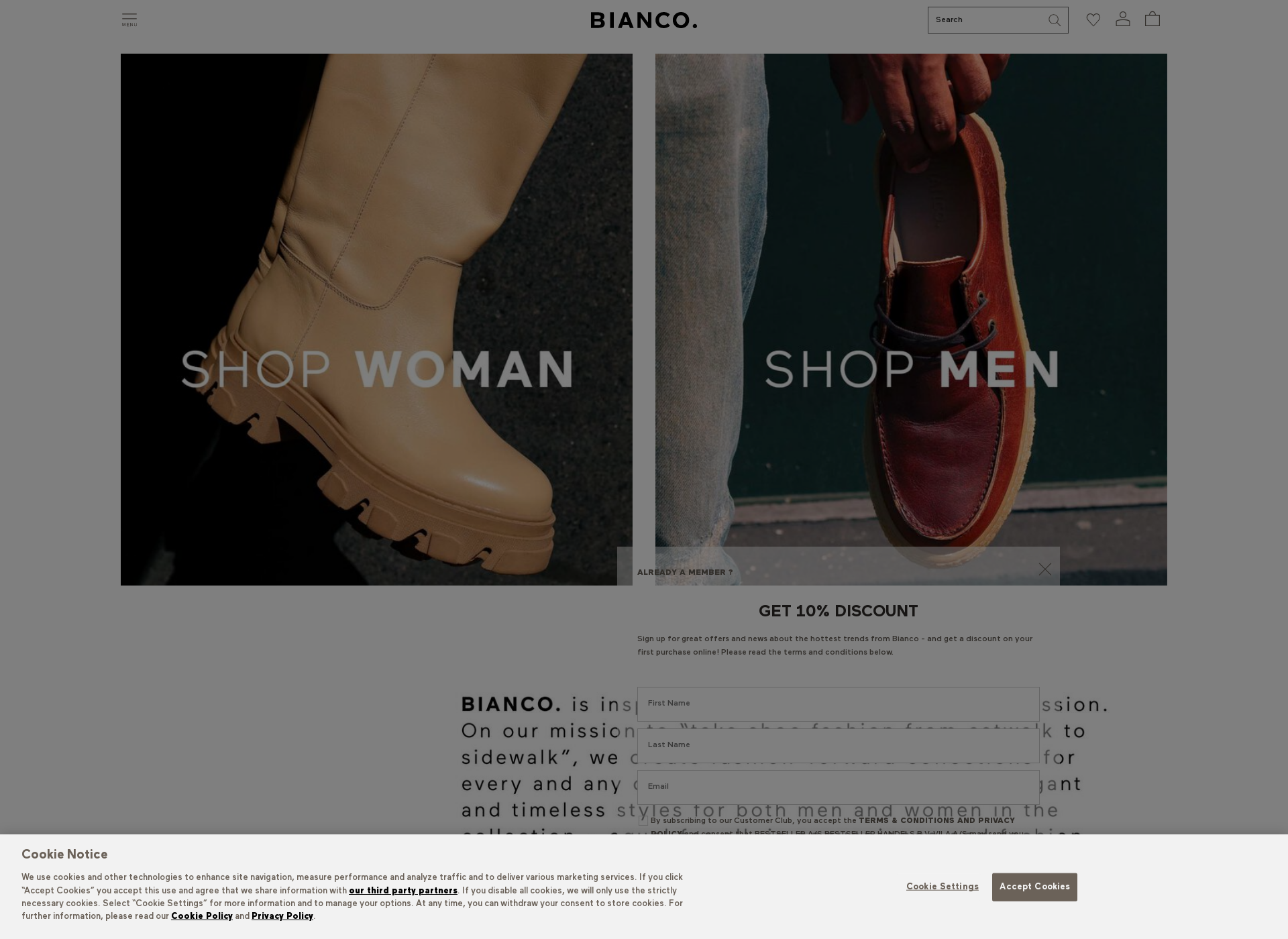 Screenshot for biancofootwear.fi