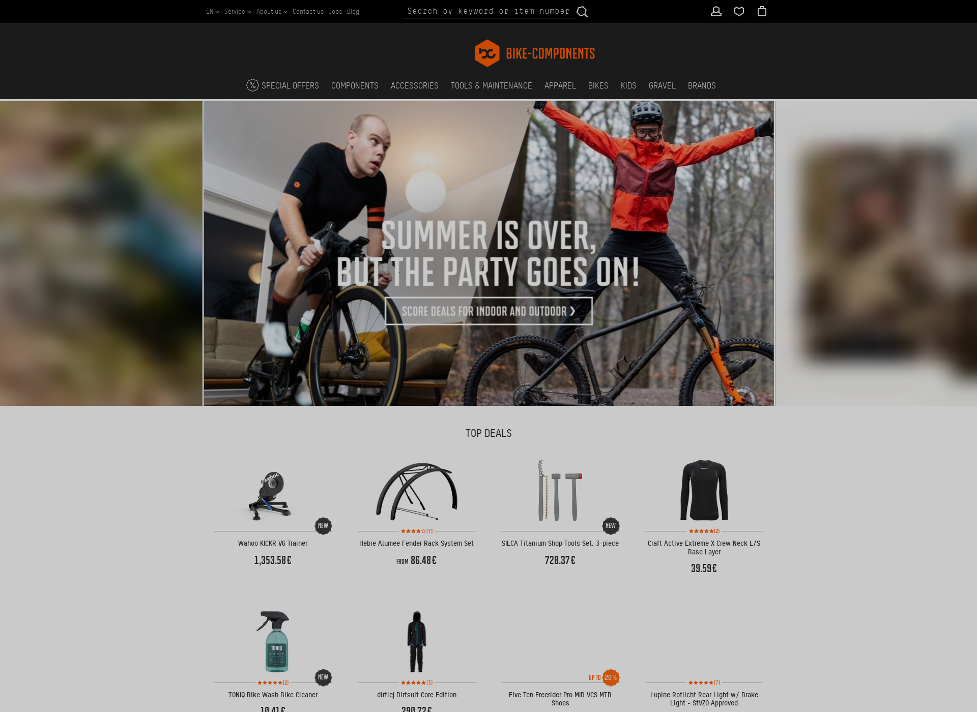 Skärmdump för bikecomponents.fi