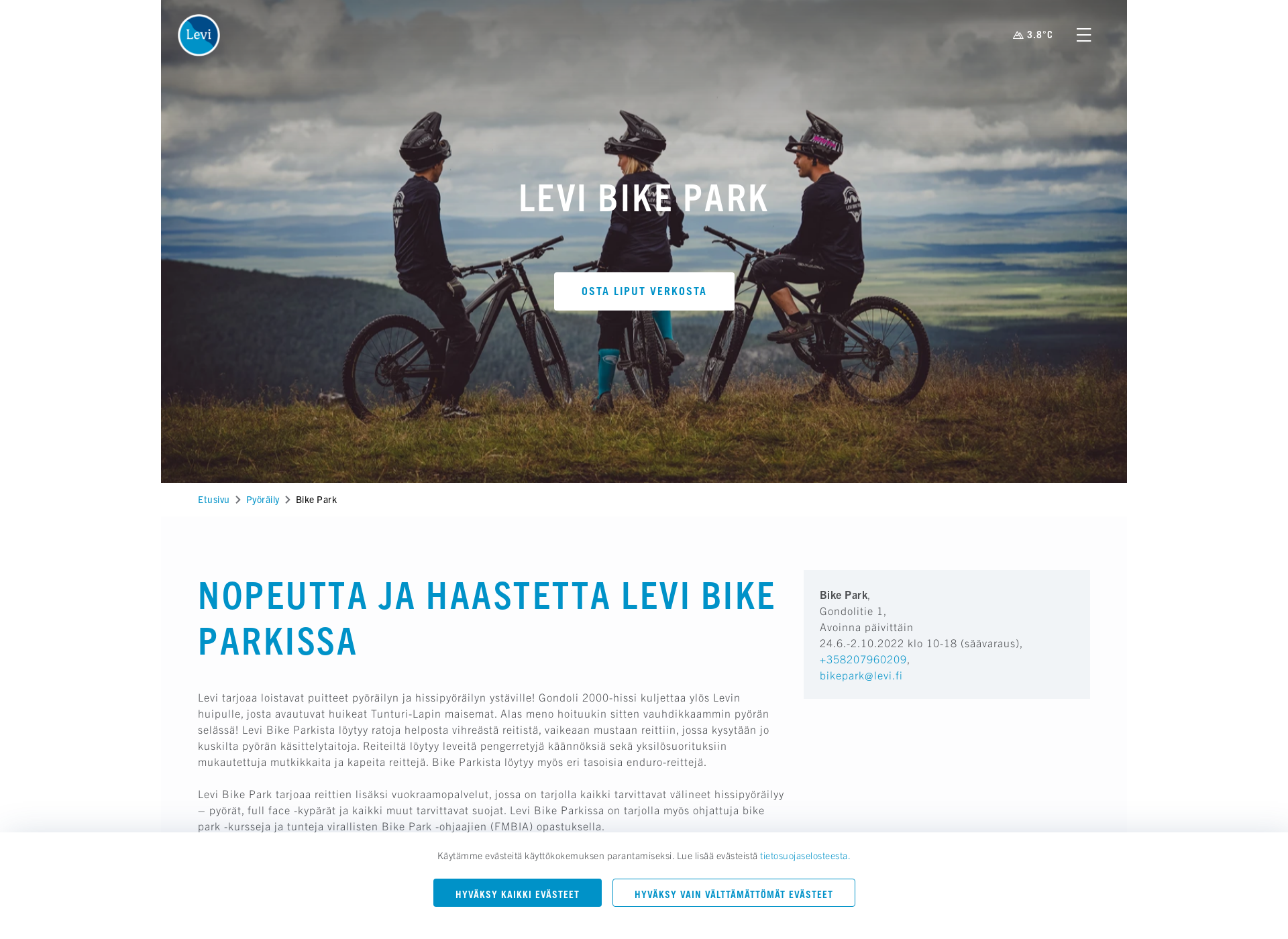 Skärmdump för bikepark.fi