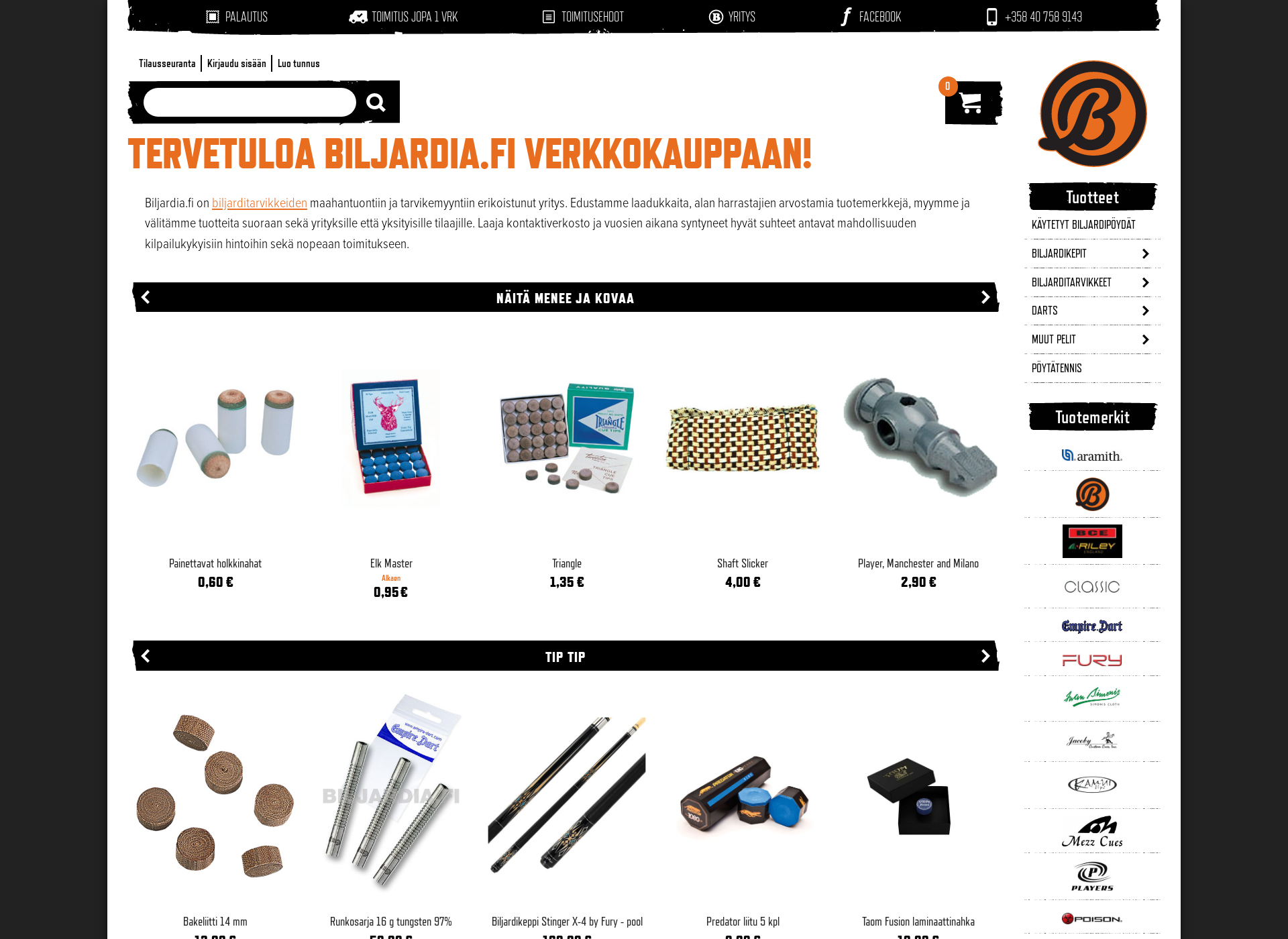 Skärmdump för biljardia.fi