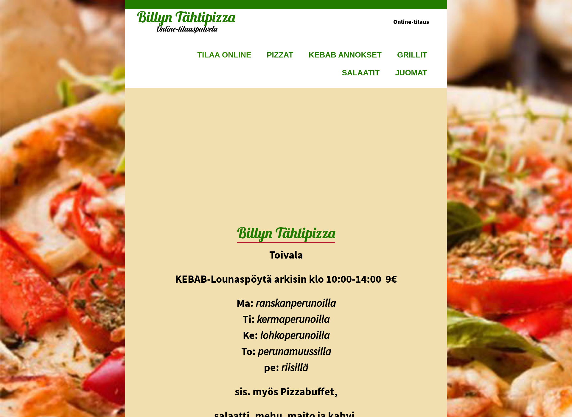 Screenshot for billyntahtipizza.fi