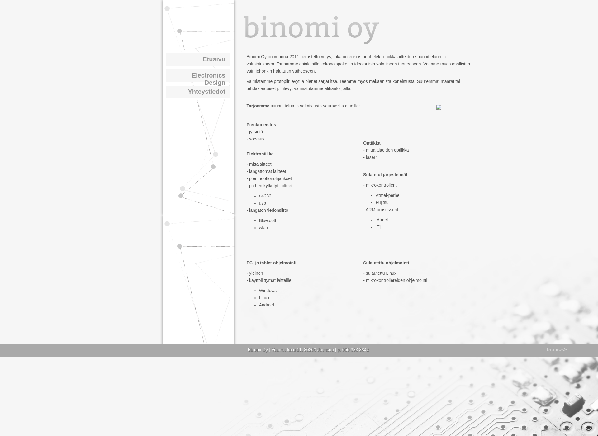 Skärmdump för binomi.fi