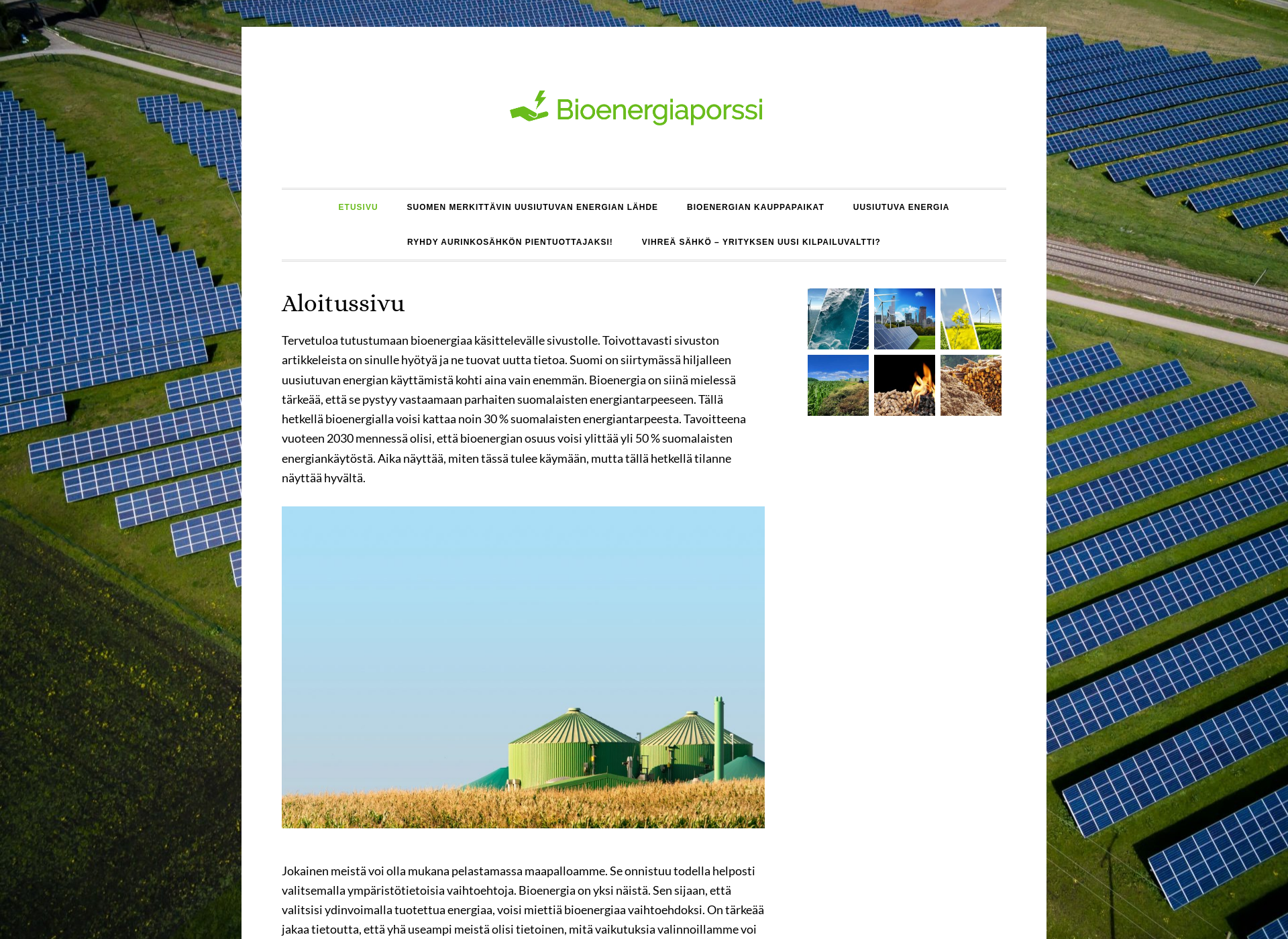 Skärmdump för bioenergiaporssi.fi