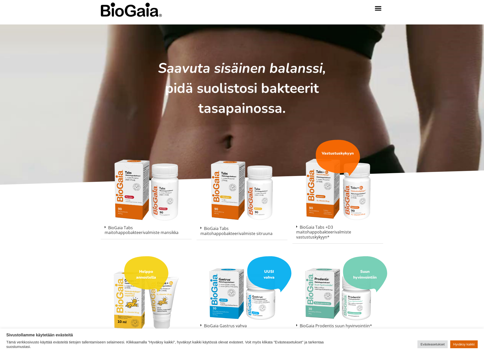 Skärmdump för biogaia.fi