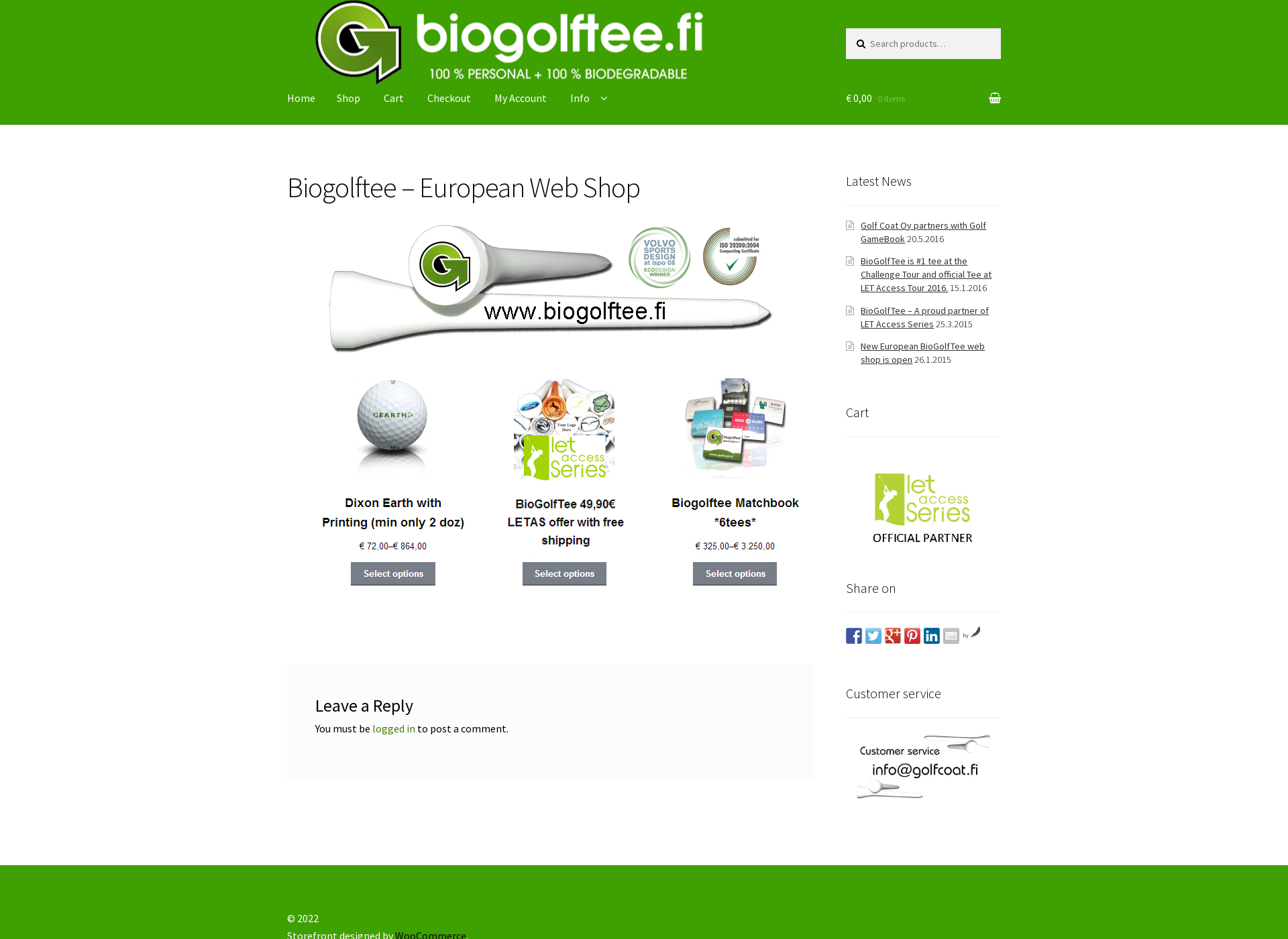 Skärmdump för biogolftee.fi