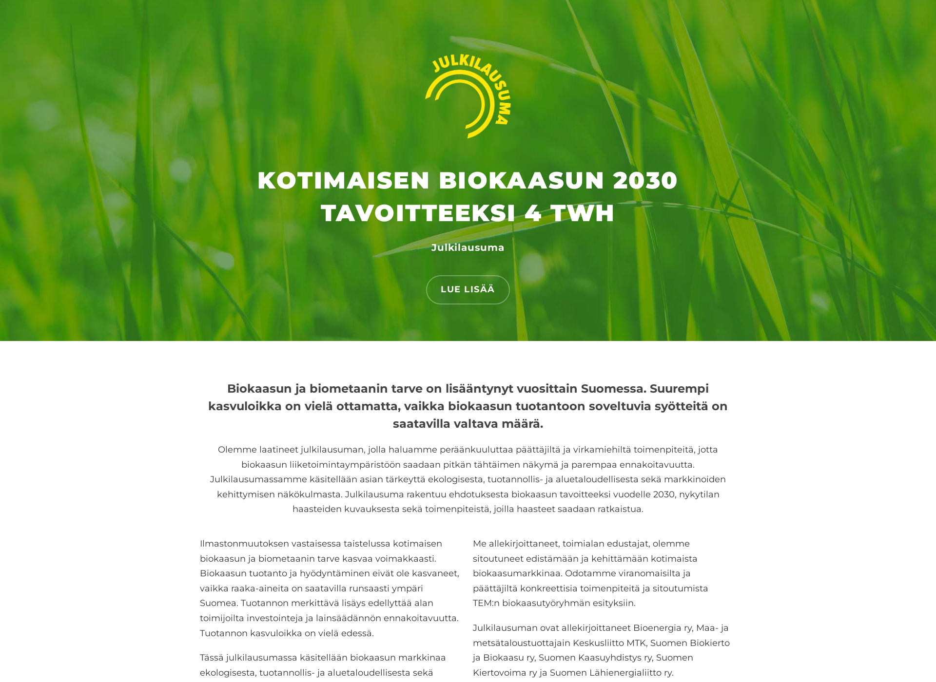 Screenshot for biokaasu2030.fi