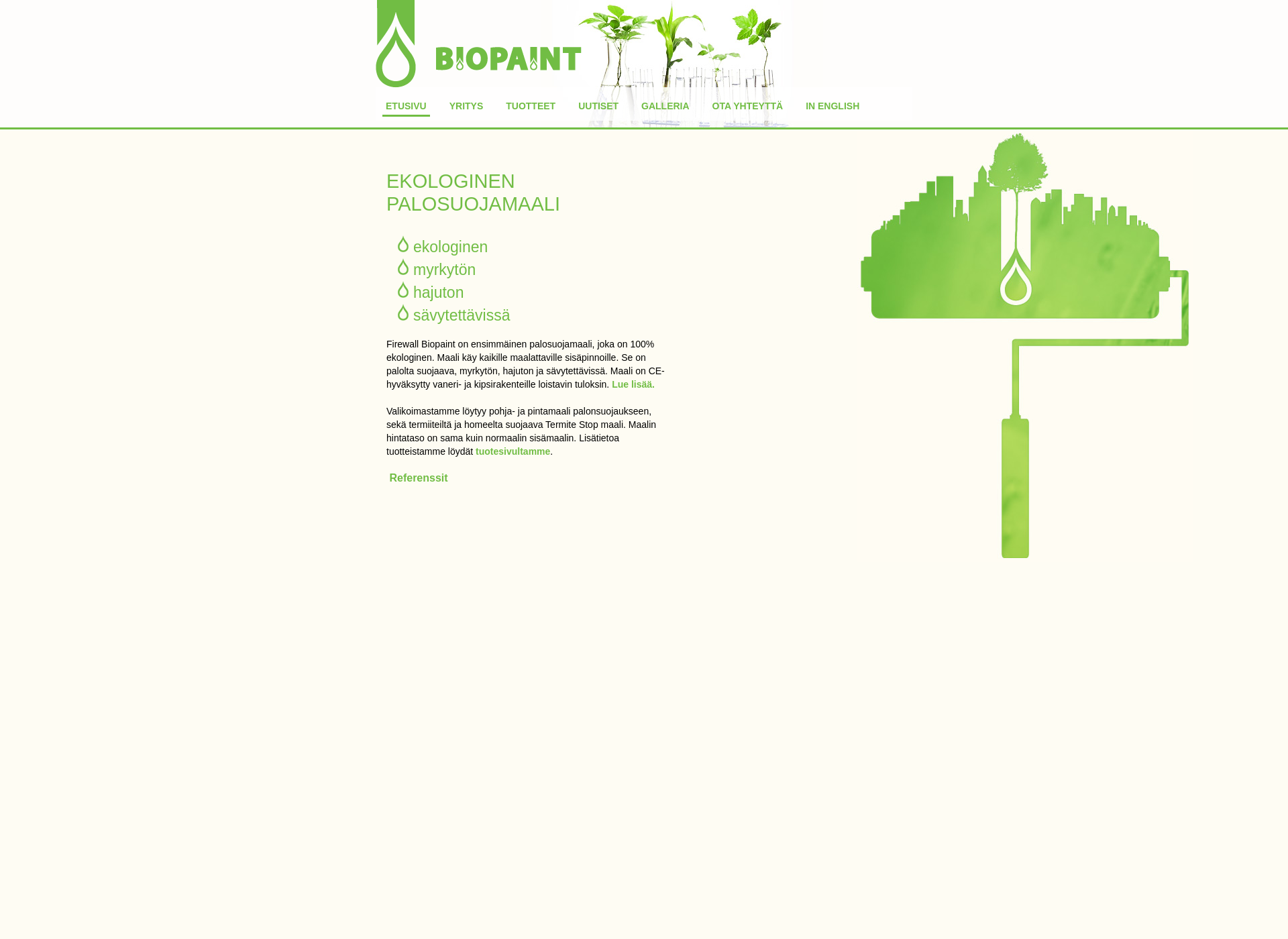 Skärmdump för biopaint.fi
