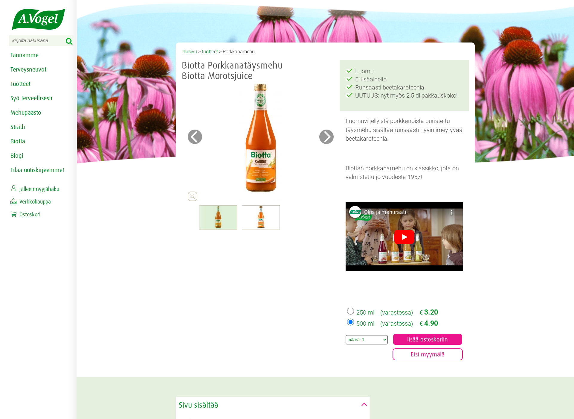 Screenshot for biotta.fi
