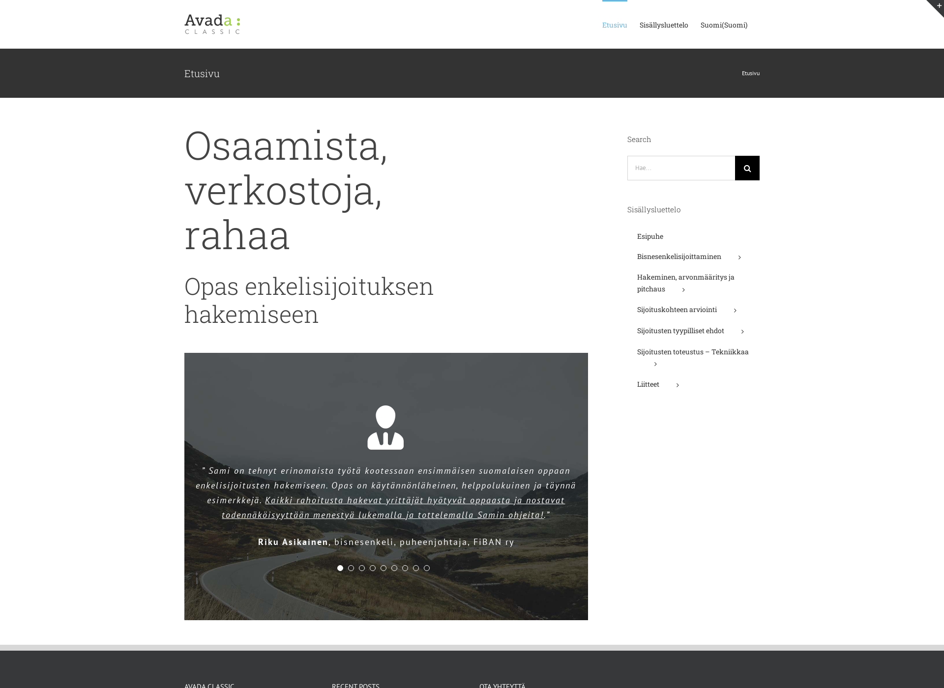 Skärmdump för bisnesenkeli.fi