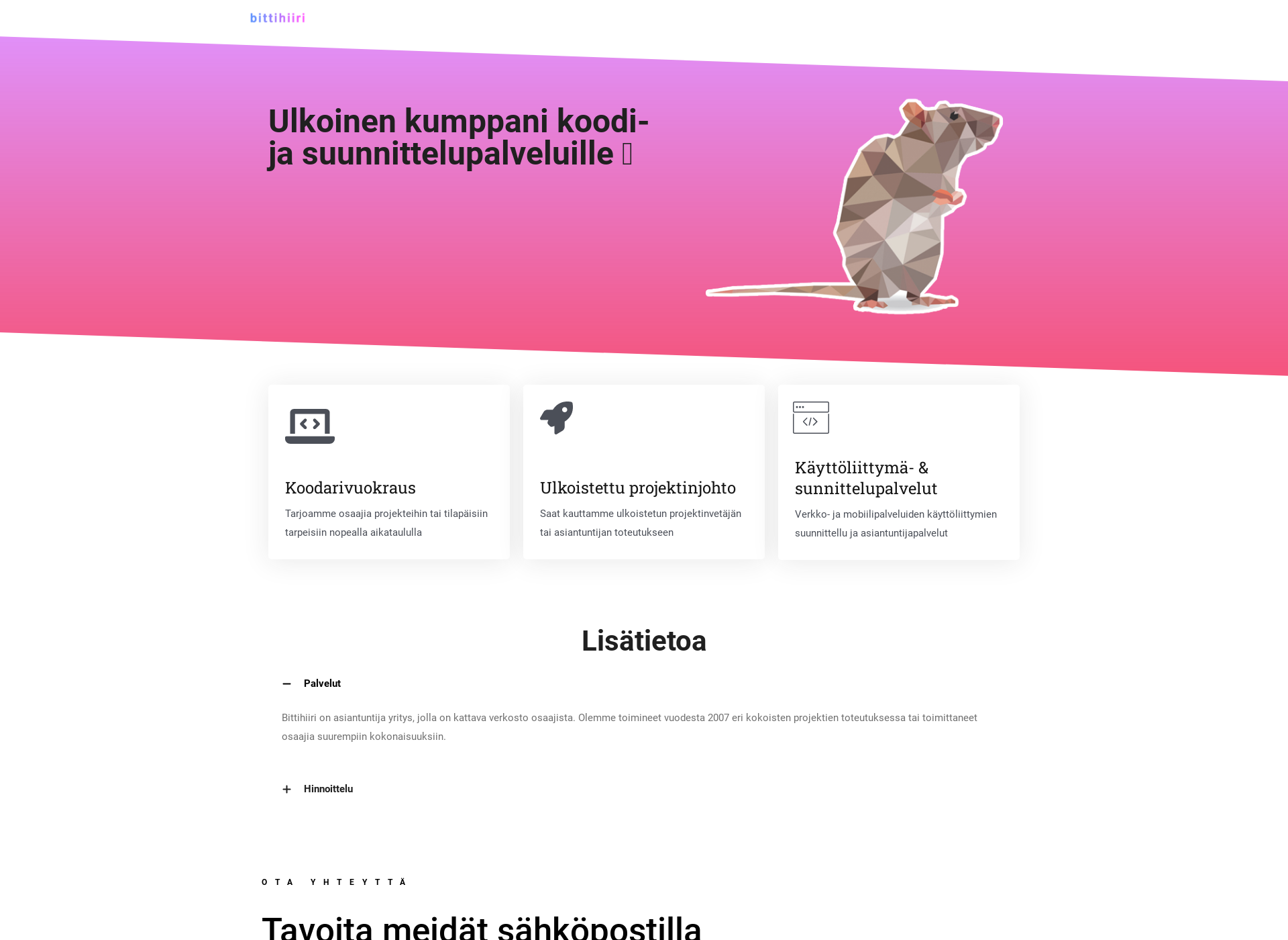 Skärmdump för bittihiiri.fi