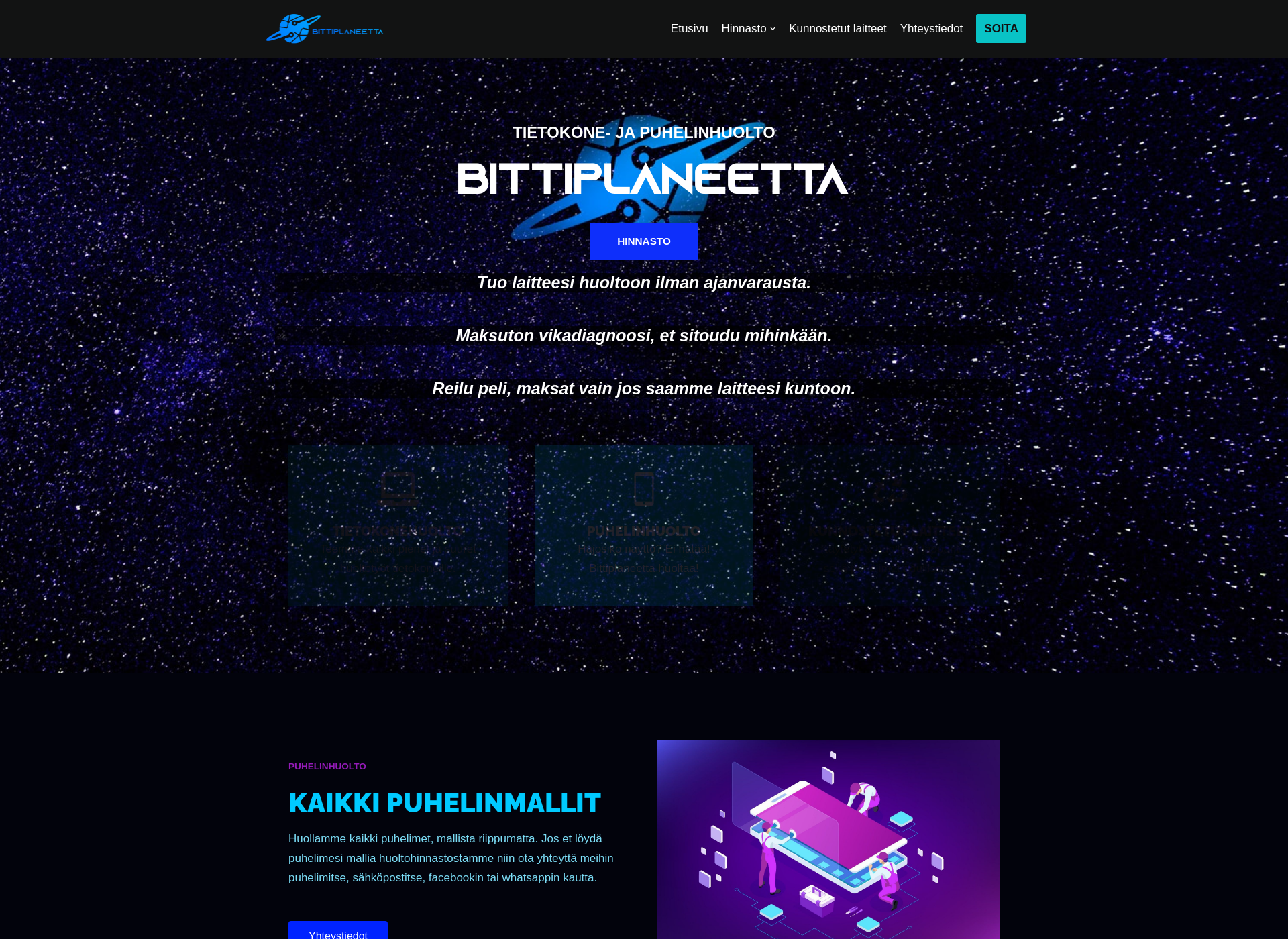 Skärmdump för bittiplaneetta.fi