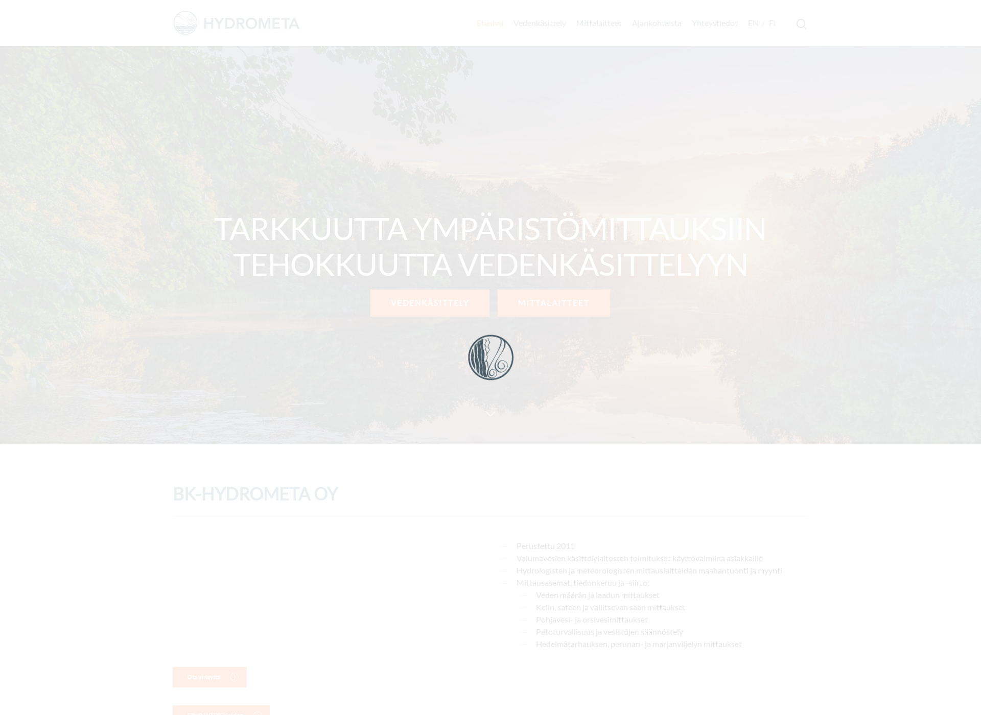 Skärmdump för bk-hydrometa.fi