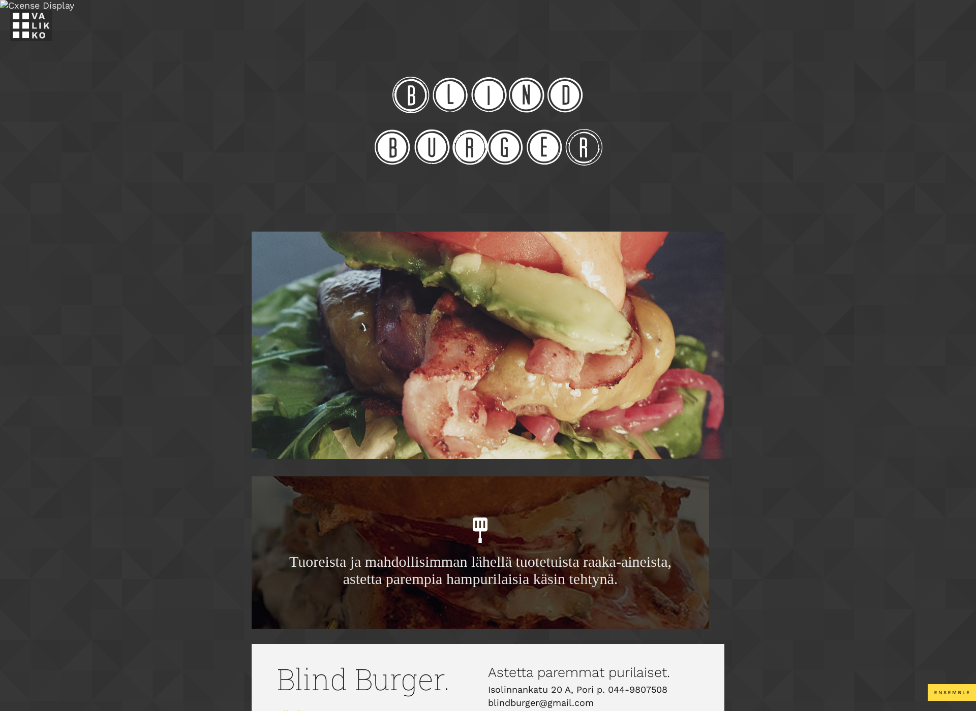 Skärmdump för blindburger.fi