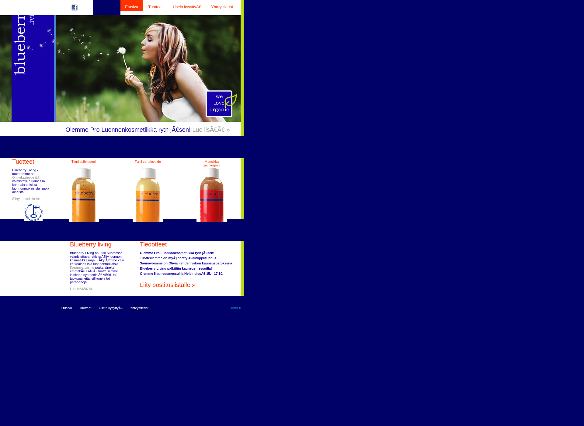 Screenshot for blueberryliving.fi
