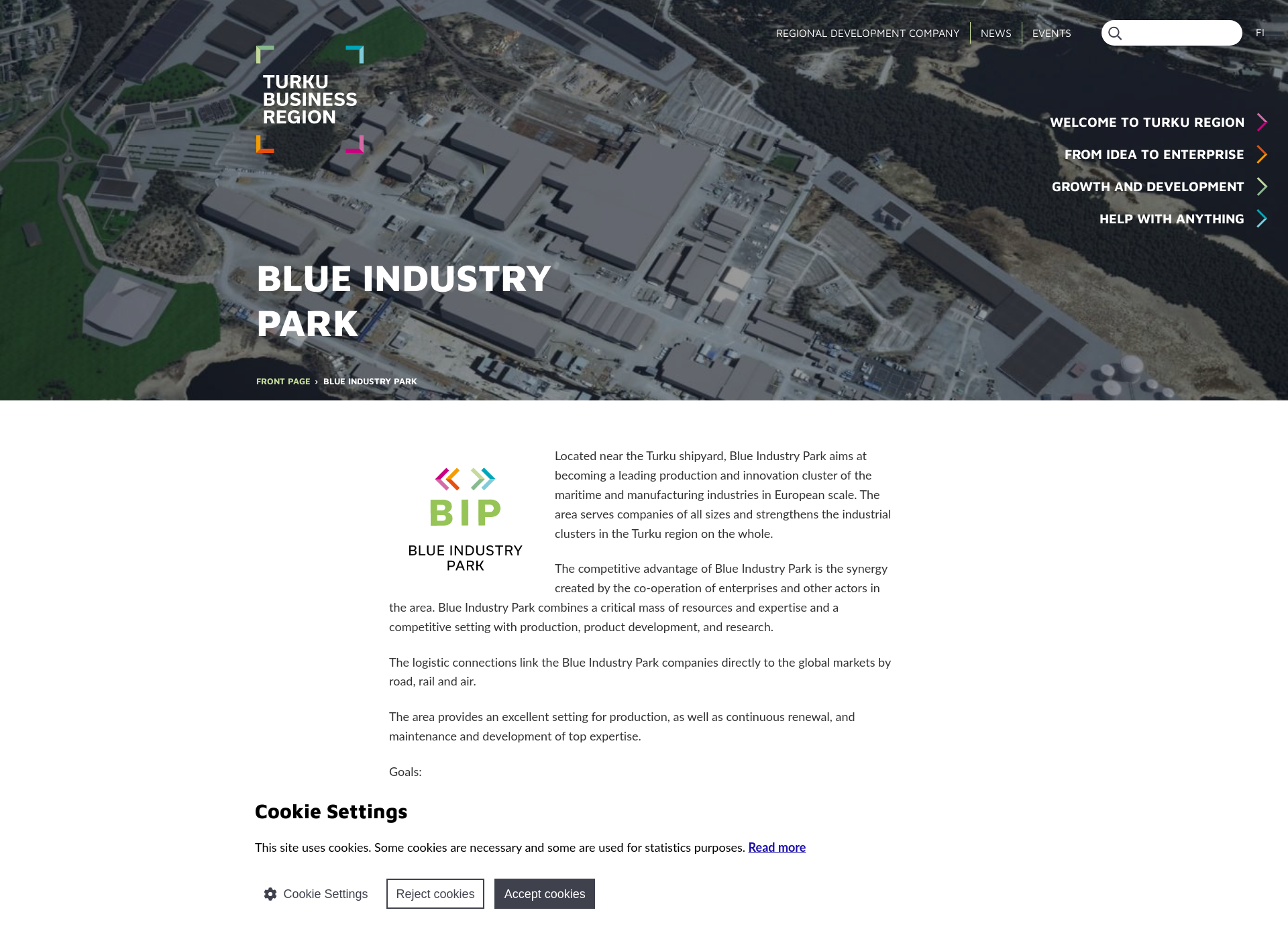 Screenshot for blueindustrypark.fi