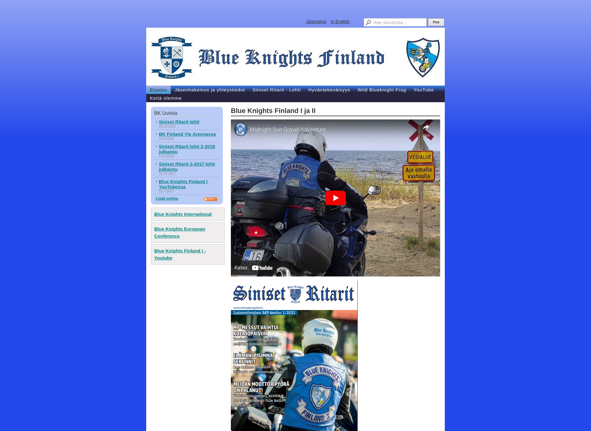 Skärmdump för blueknights.fi