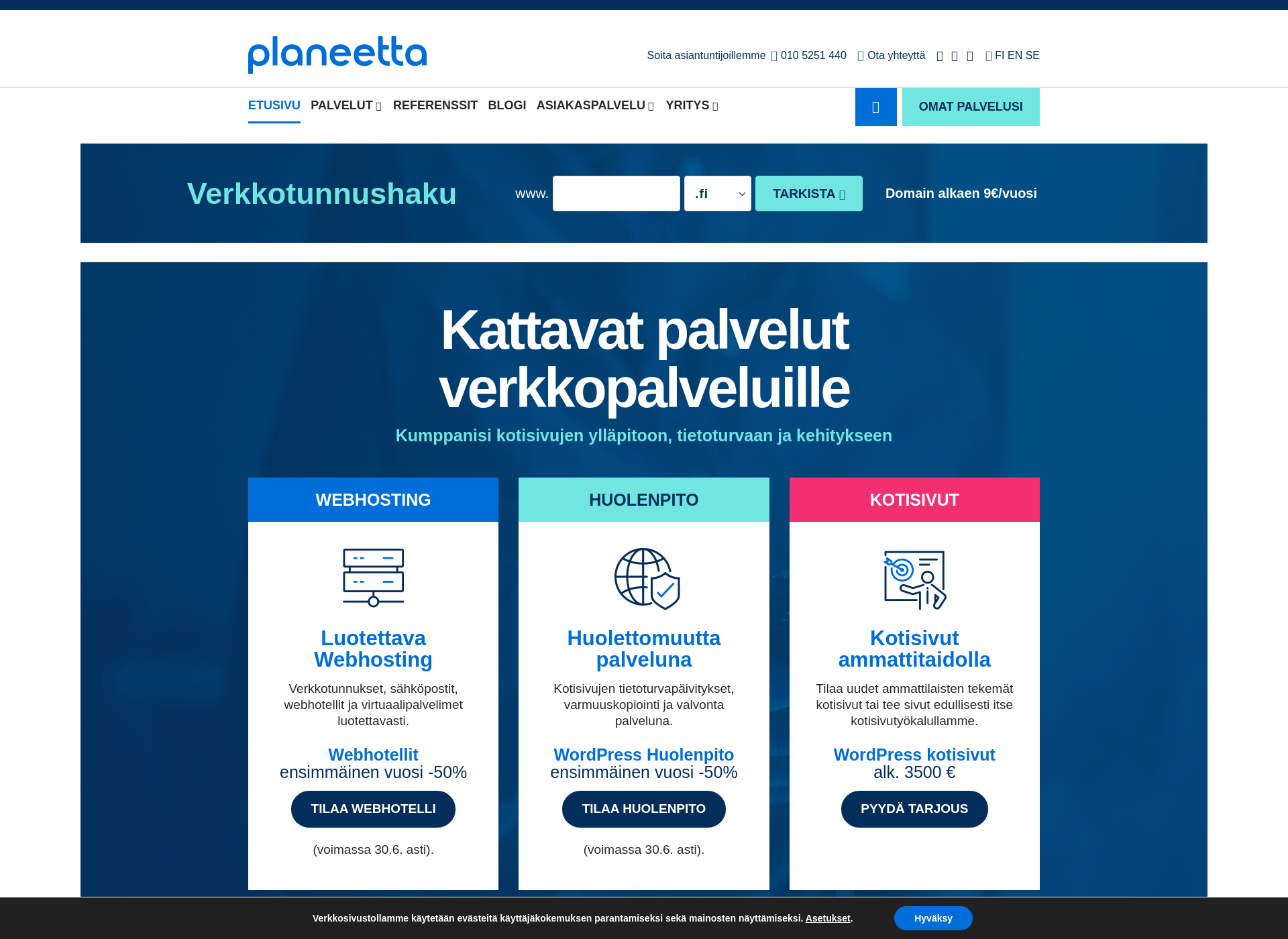 Skärmdump för bookersspain.fi