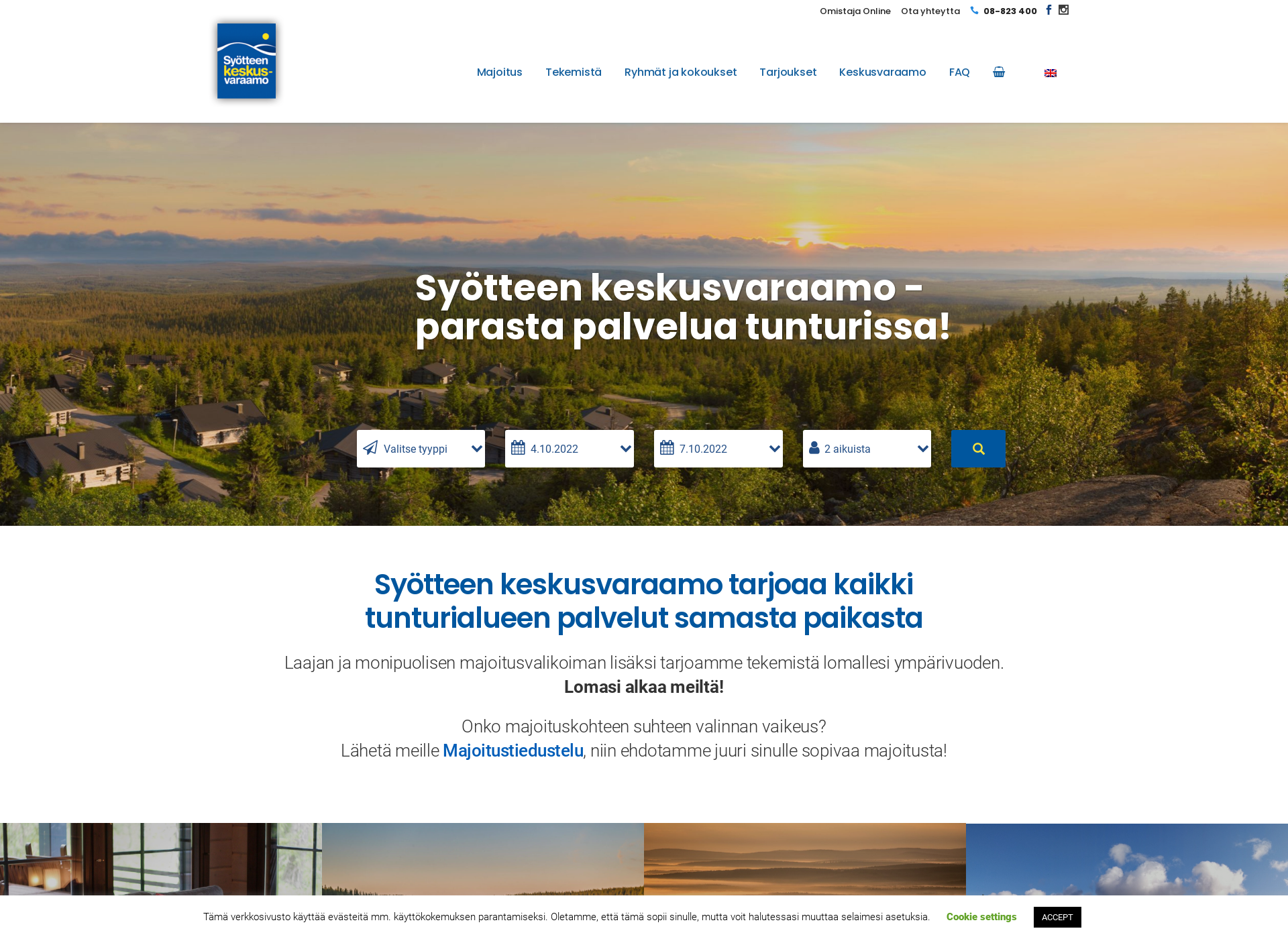 Skärmdump för bookingsyote.fi