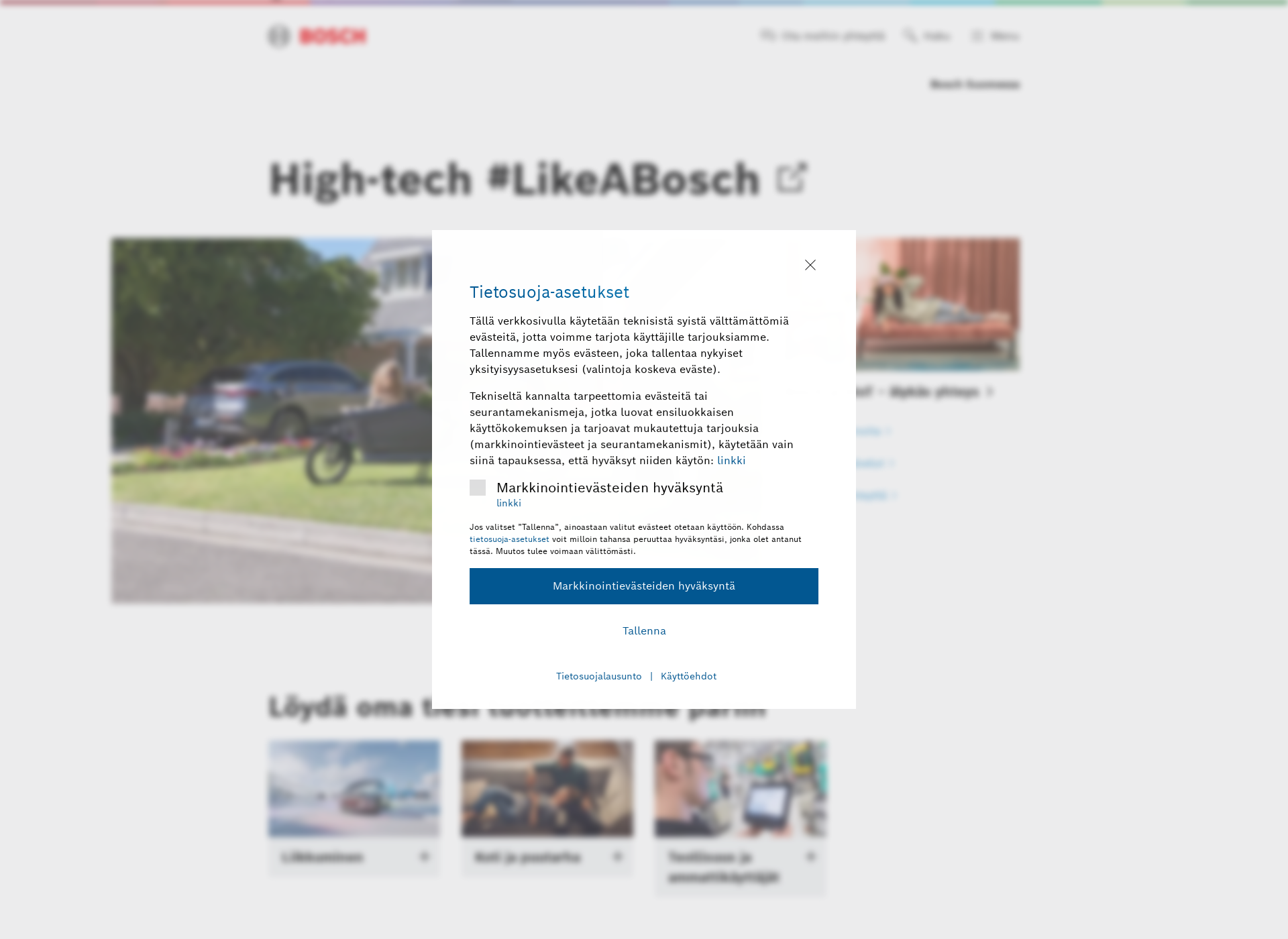 Screenshot for bosch.fi