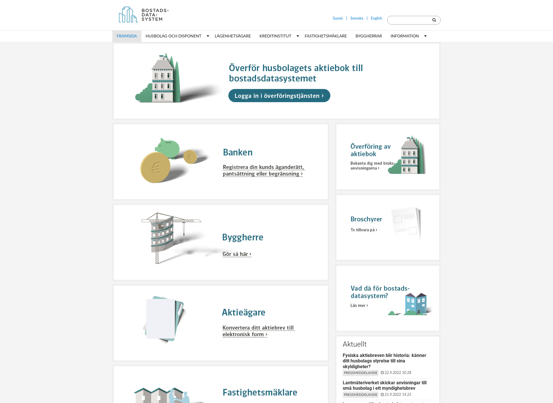 Skärmdump för bostadsdatasystem.fi