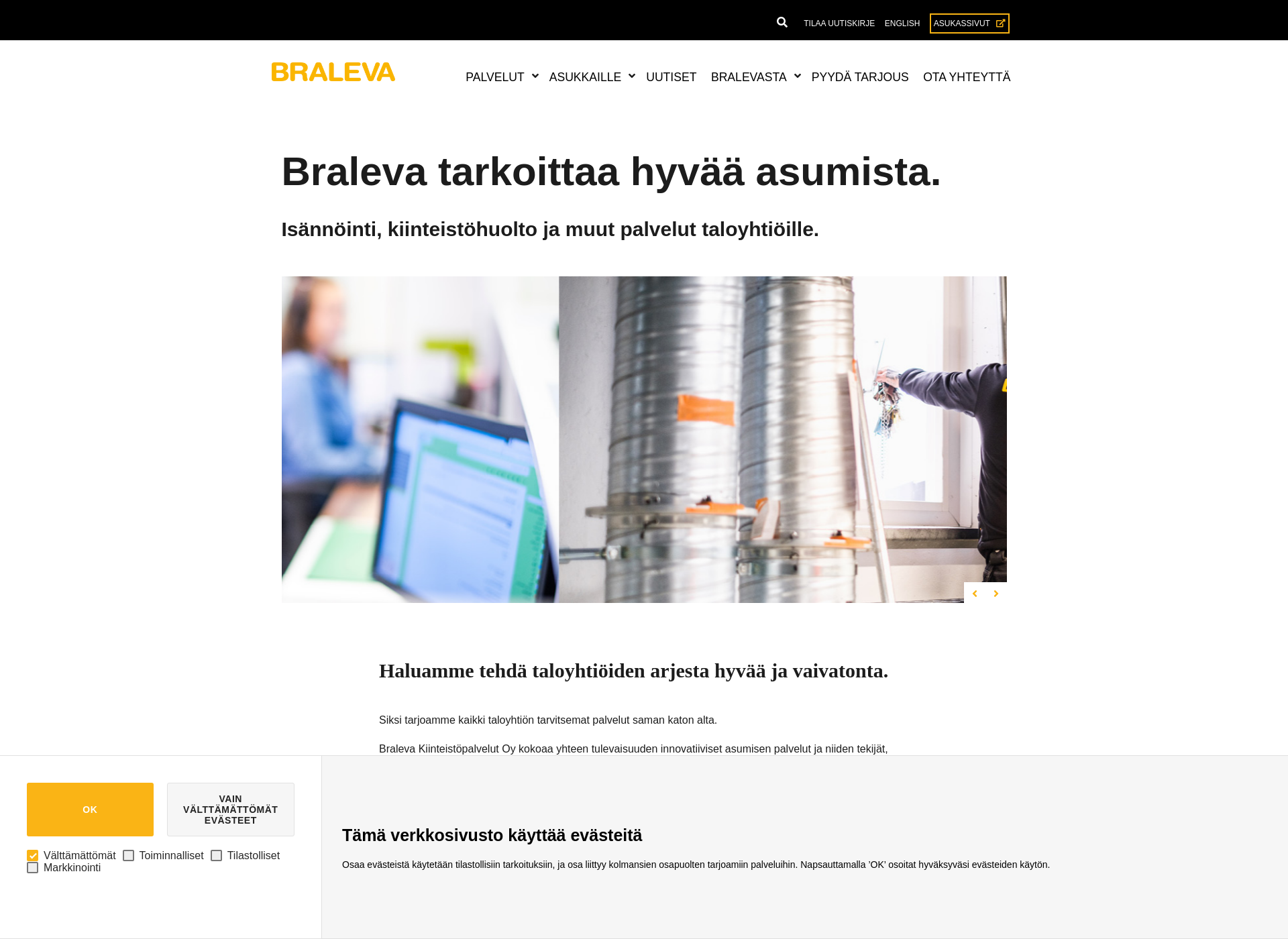 Skärmdump för braleva.fi