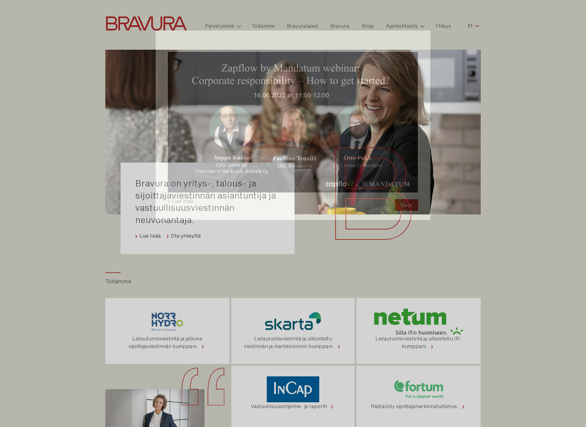 Screenshot for bravura.fi