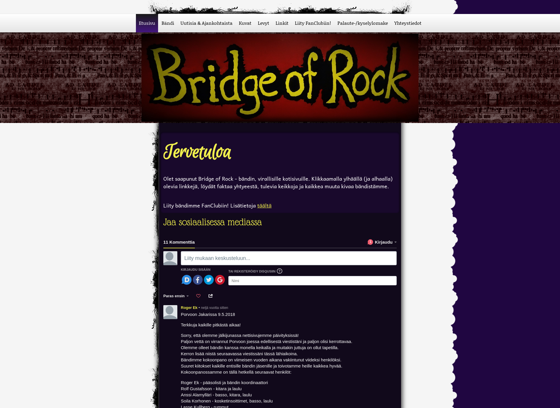 Skärmdump för bridgeofrock.fi
