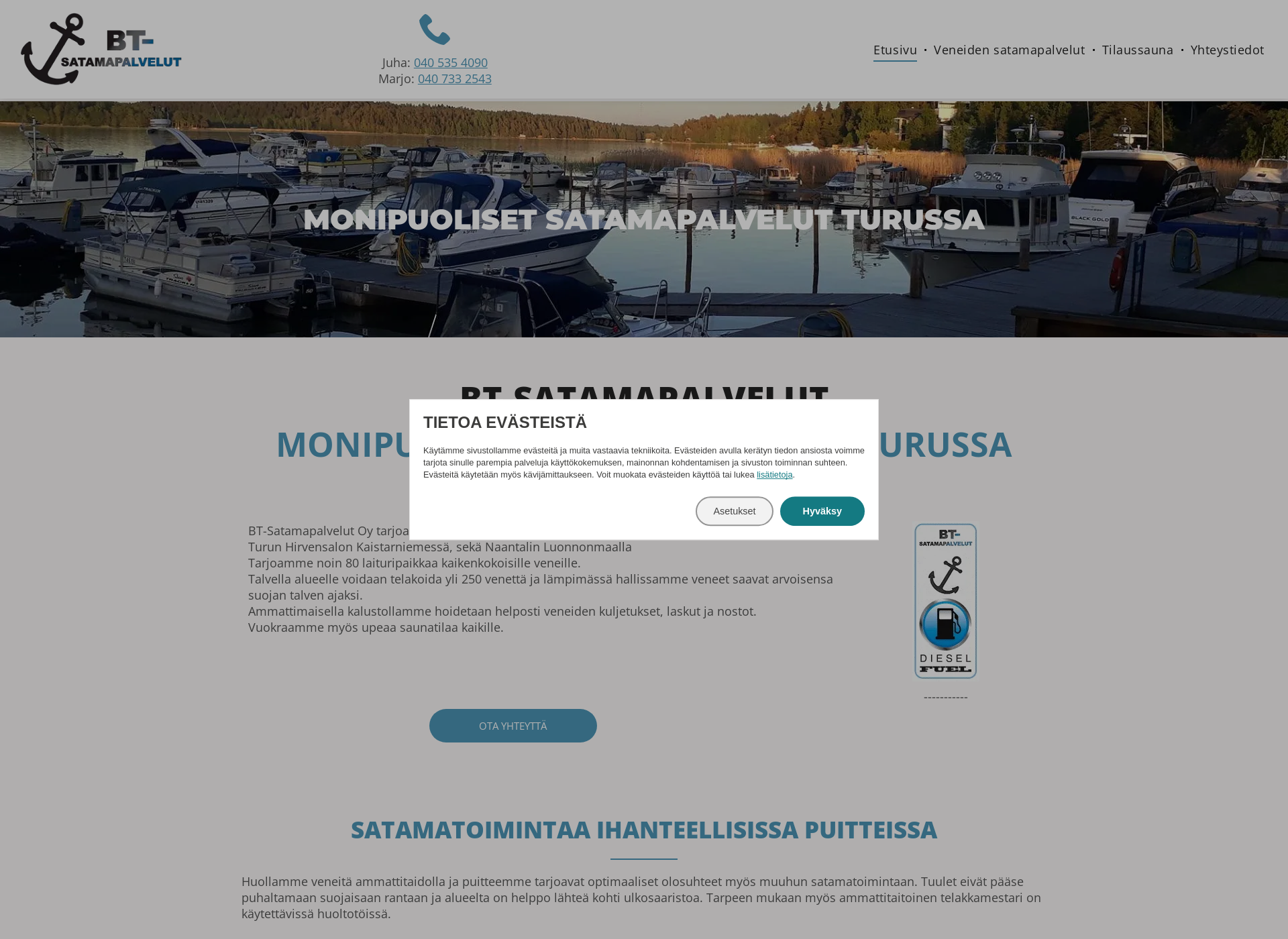 Skärmdump för bt-marina.fi