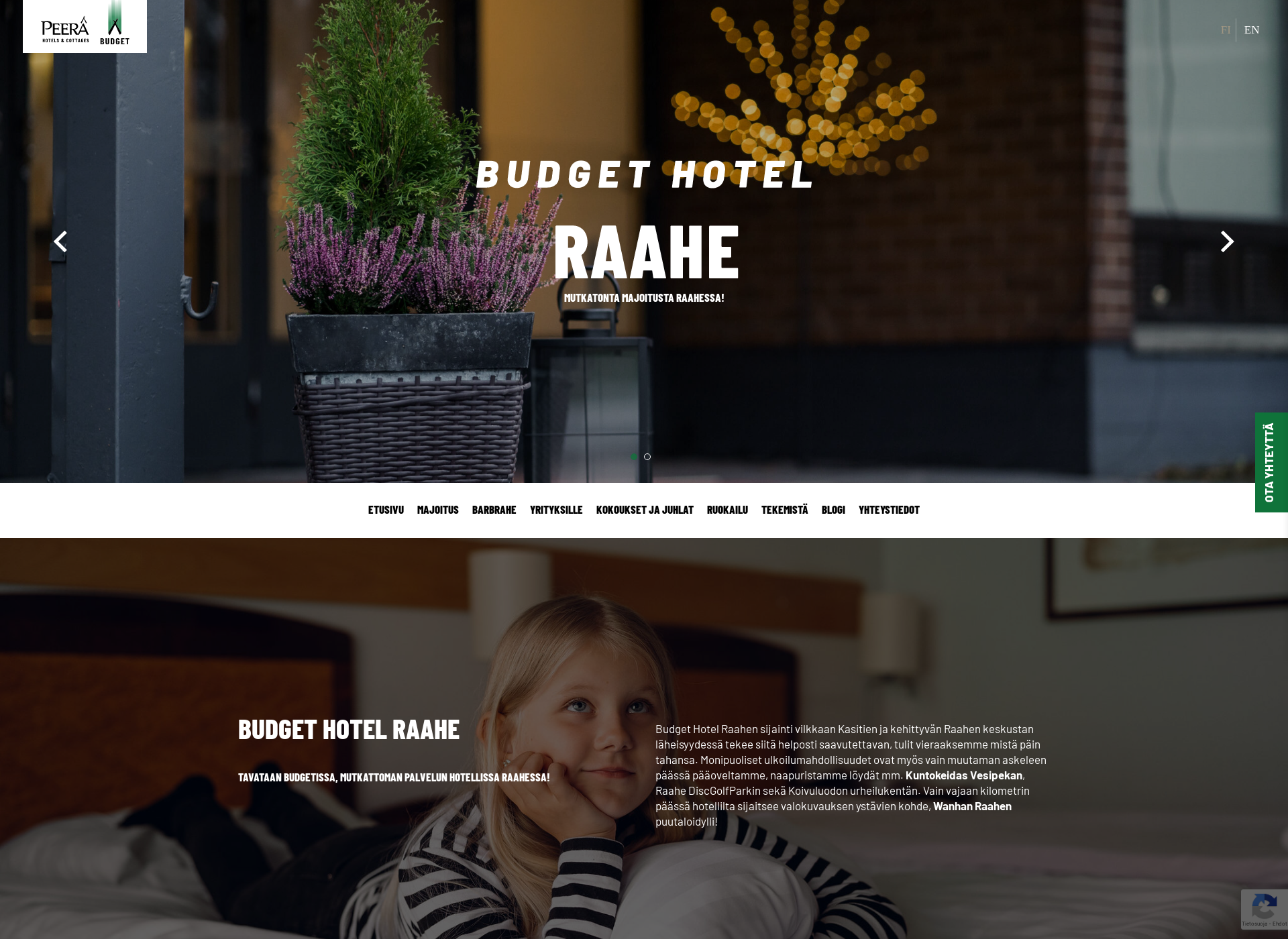 Screenshot for budgethotelraahe.fi
