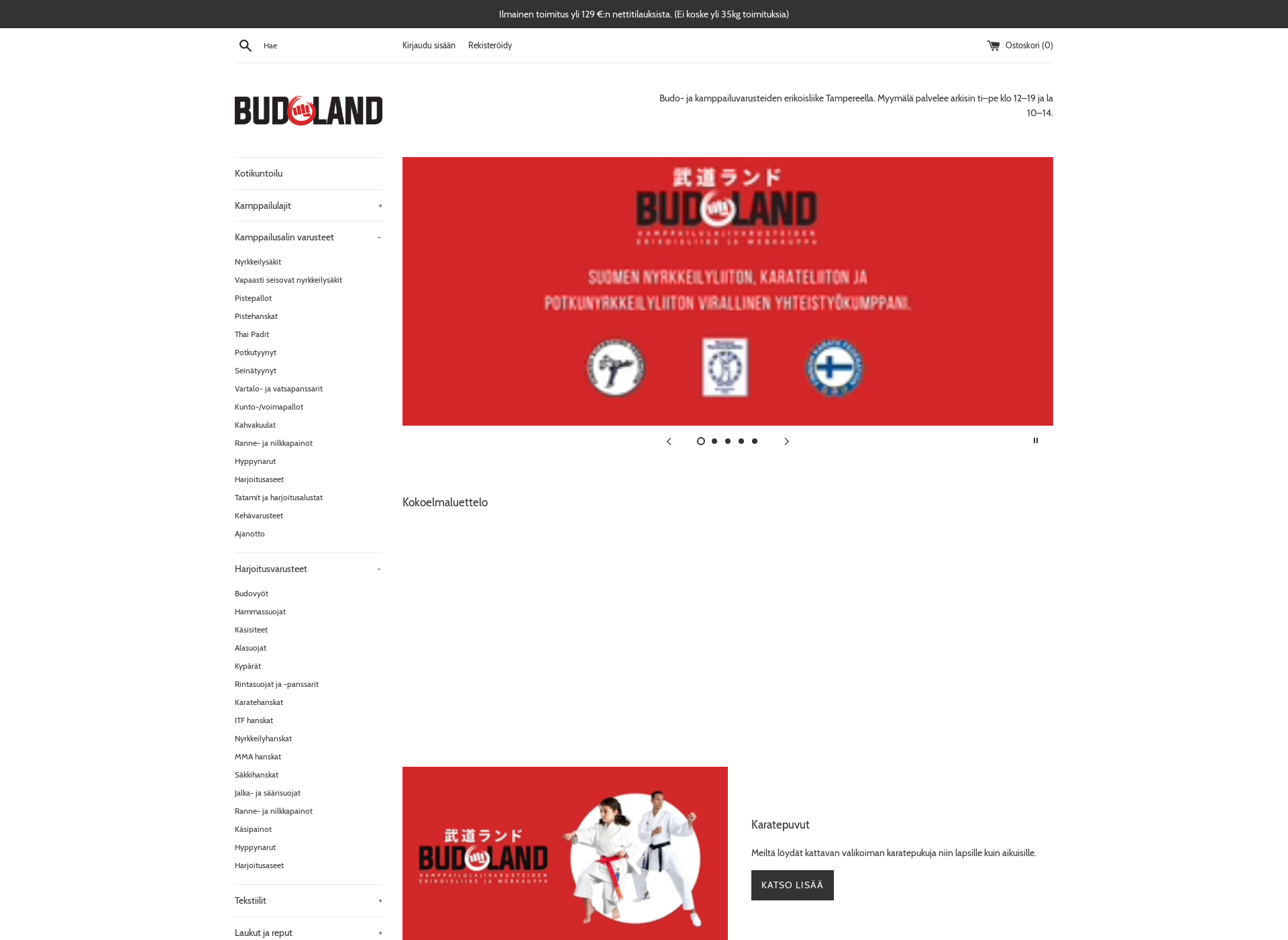 Skärmdump för budoland.fi