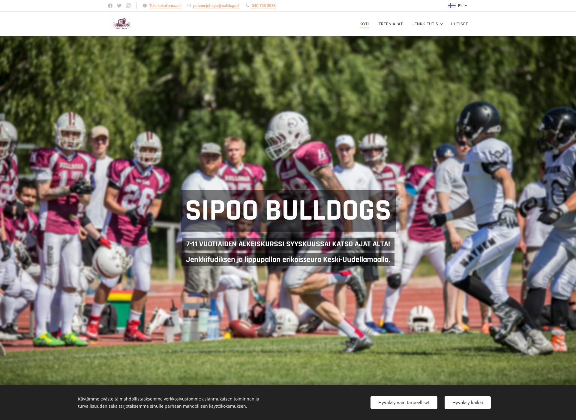 Skärmdump för bulldogs.fi