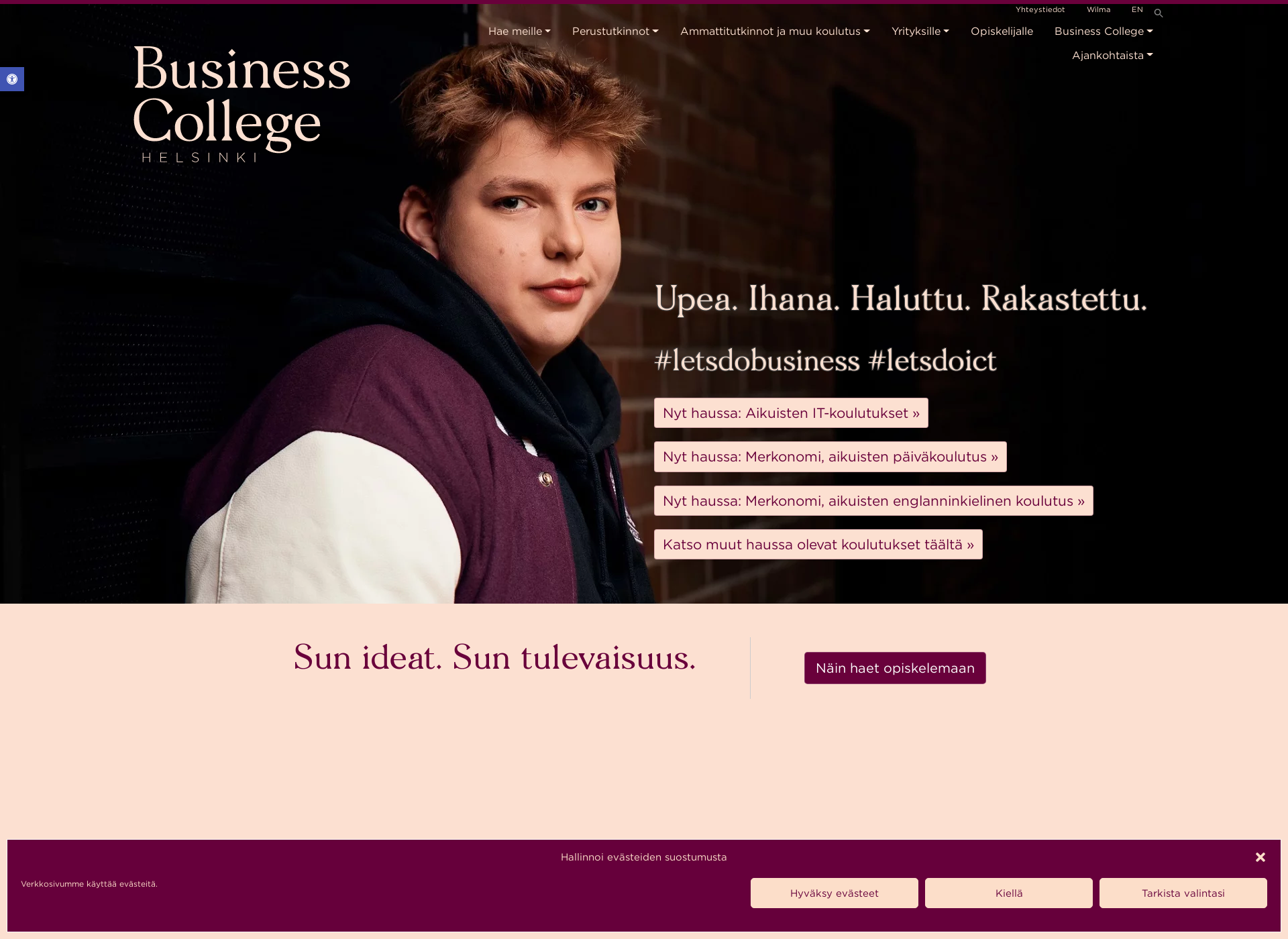 Skärmdump för businesscollege.fi