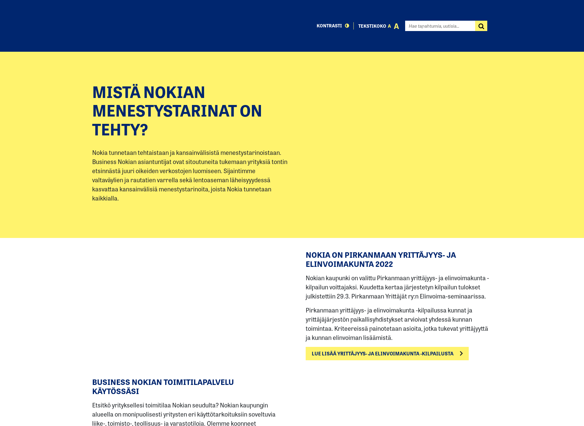 Skärmdump för businessnokia.fi