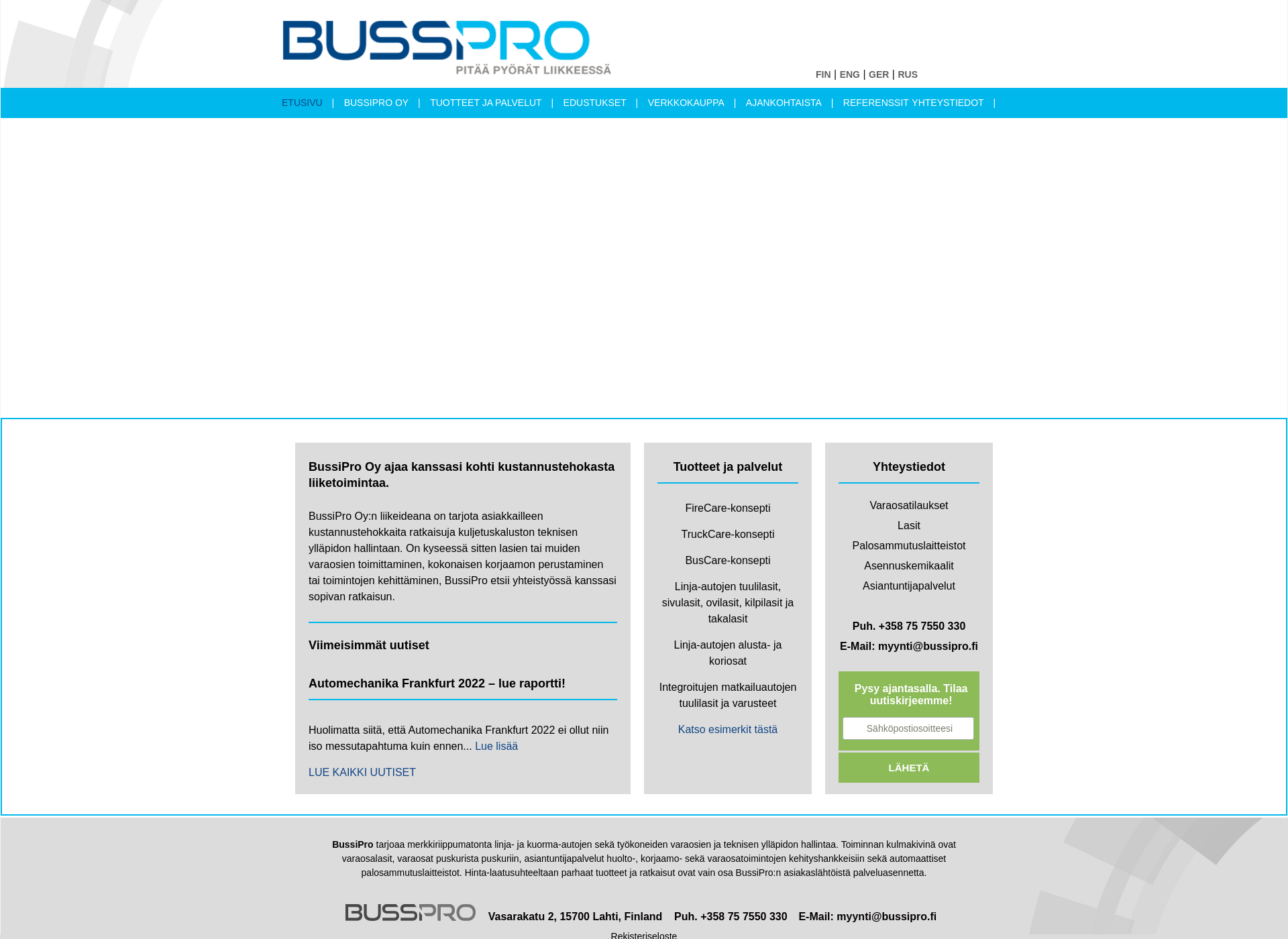 Skärmdump för bussipro.fi